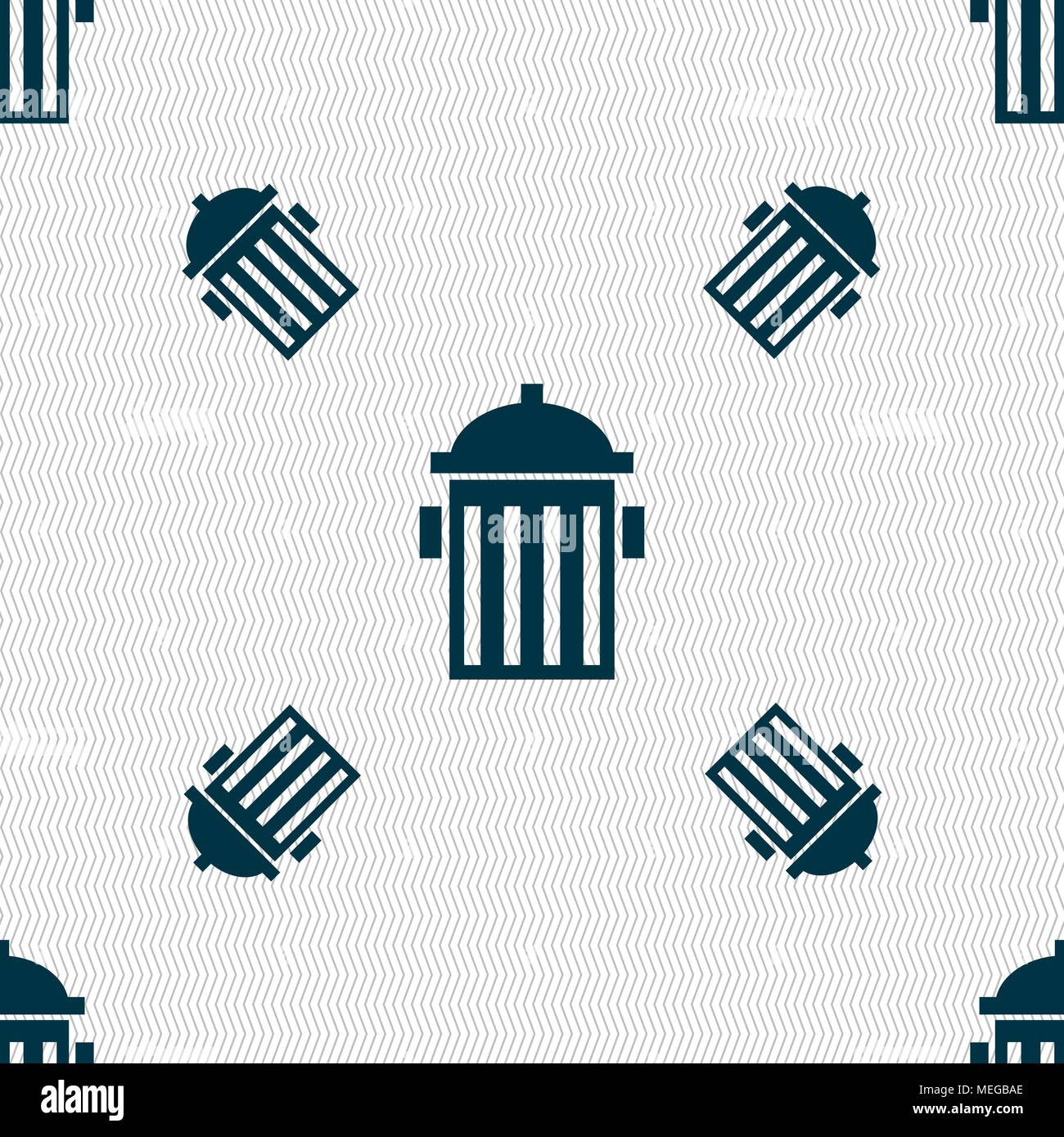 fire hydrant icon sign. Seamless pattern with geometric texture. Vector illustration Stock Vector