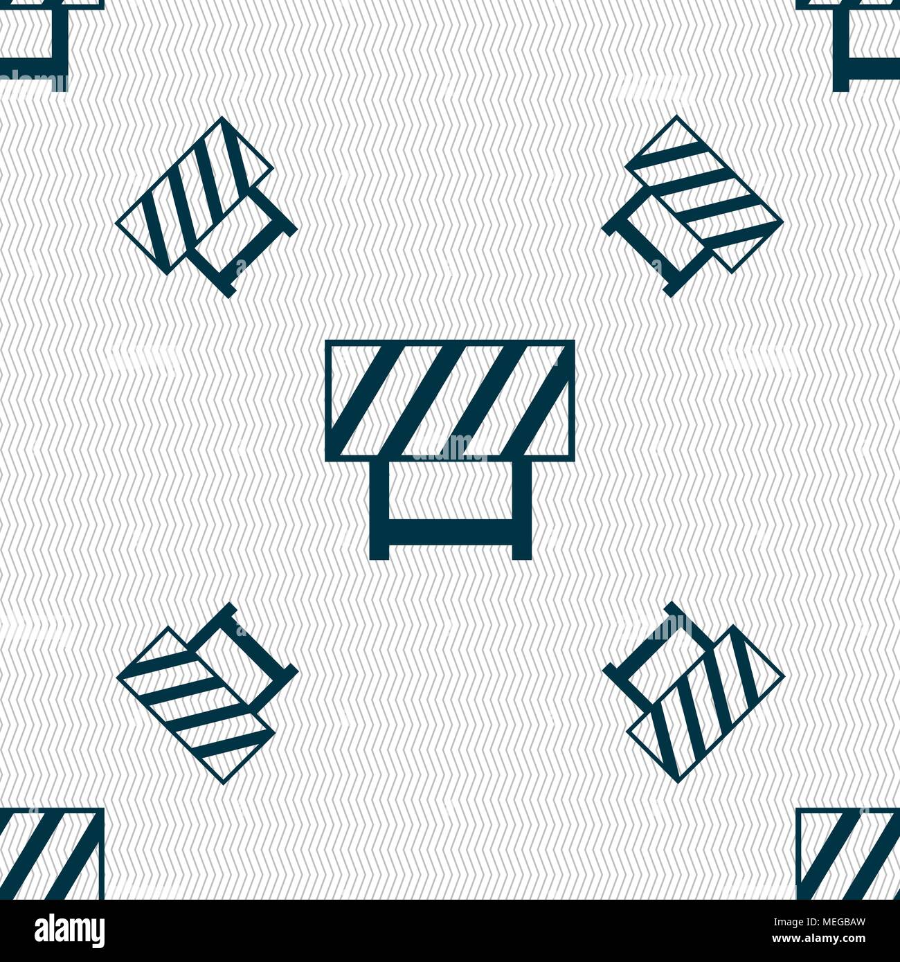 road barrier icon sign. Seamless pattern with geometric texture. Vector ...