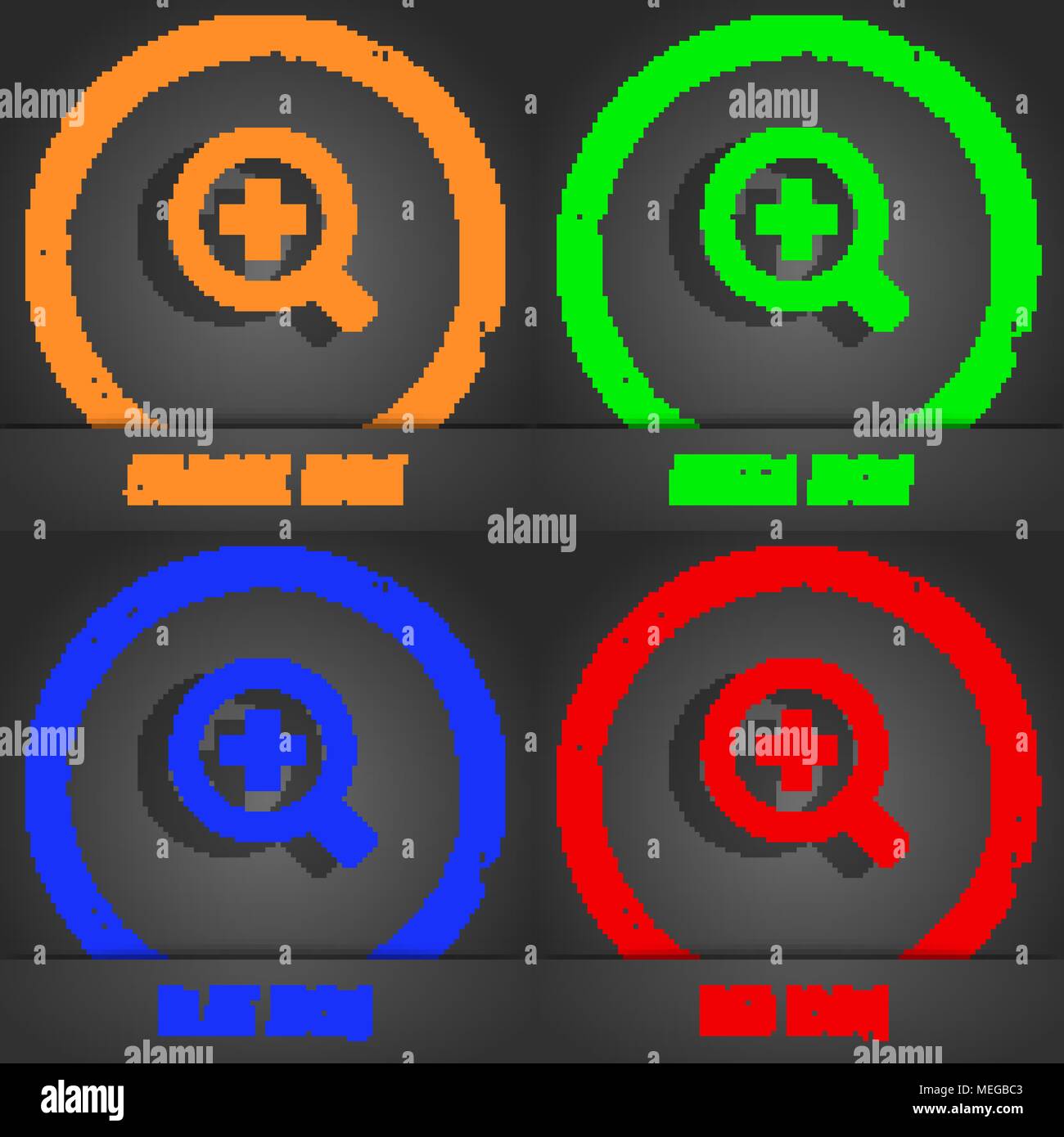 Magnifier glass, Zoom tool  icon symbol. Fashionable modern style. In the orange, green, blue, green design. Vector illustration Stock Vector