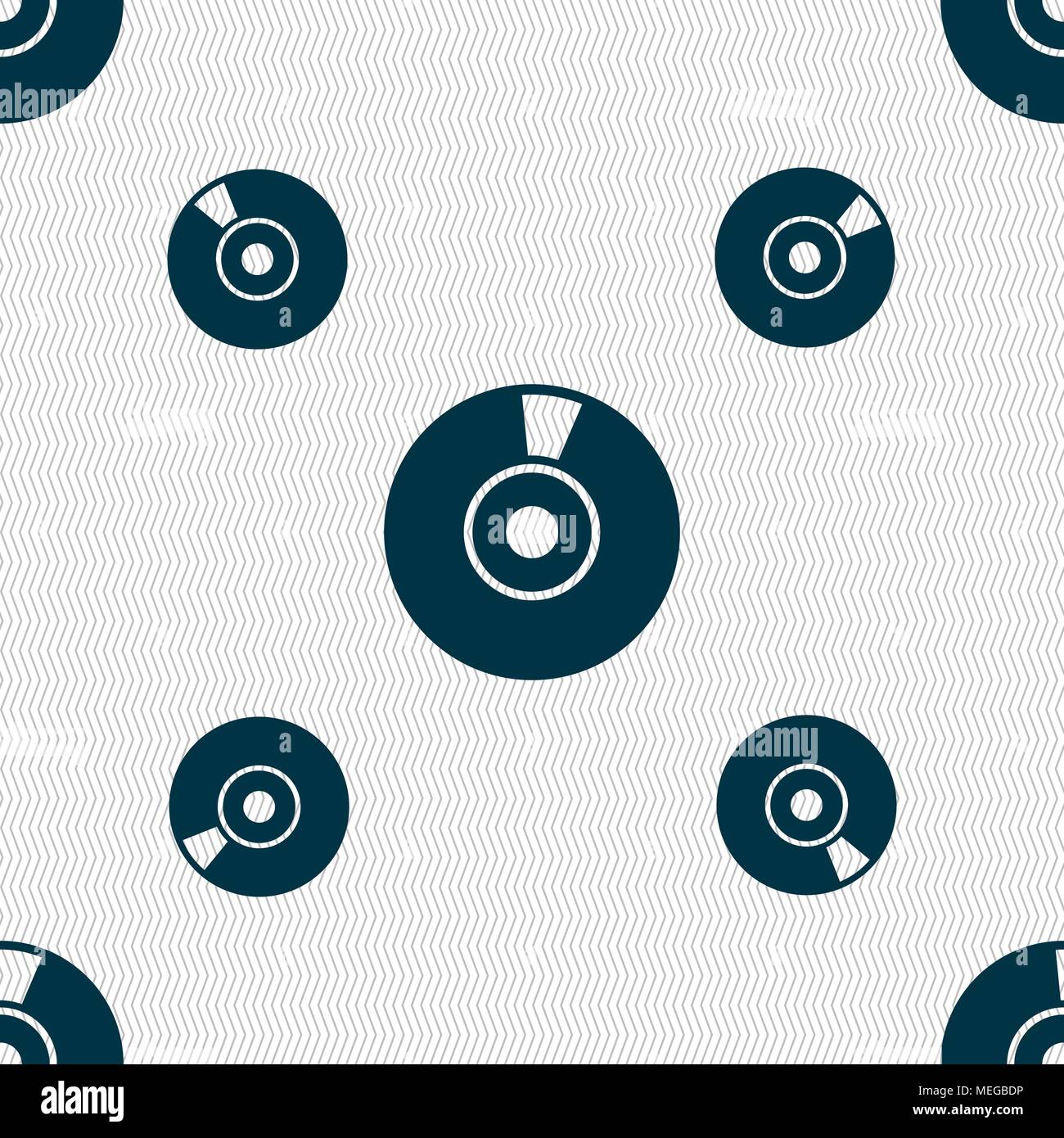 CD or DVD icon sign. Seamless pattern with geometric texture. Vector illustration Stock Vector