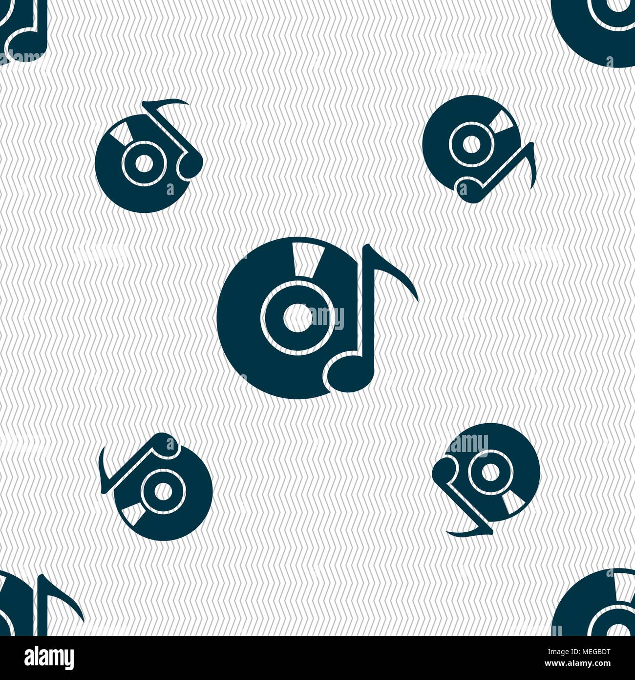 CD or DVD icon sign. Seamless pattern with geometric texture. Vector illustration Stock Vector