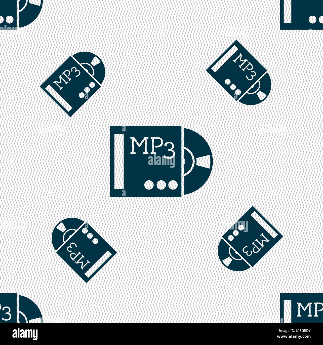 mp3 player icon sign. Seamless pattern with geometric texture. Vector illustration Stock Vector