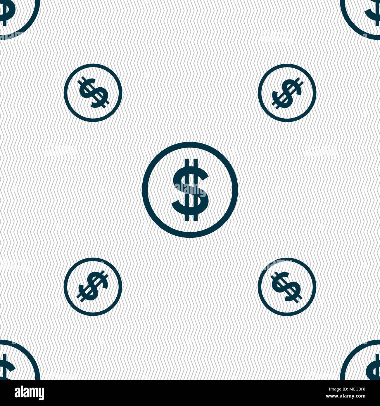 Dollar icon sign. Seamless pattern with geometric texture. Vector ...