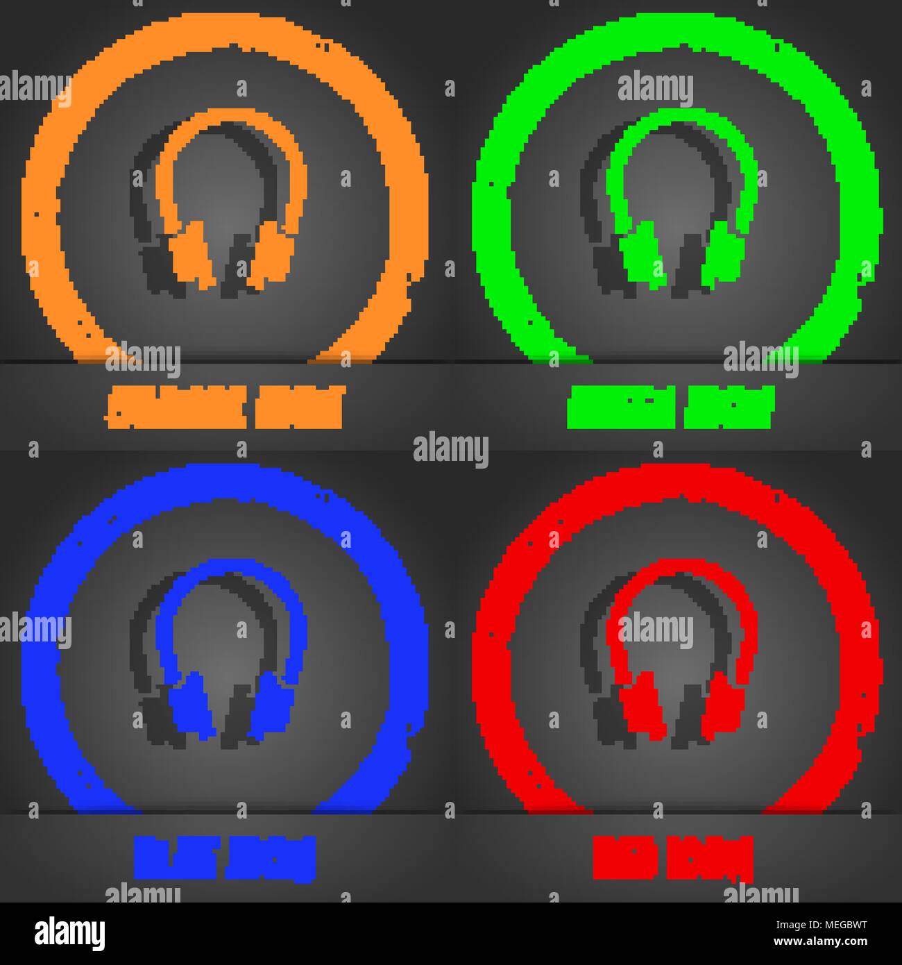 headsets icon symbol. Fashionable modern style. In the orange, green