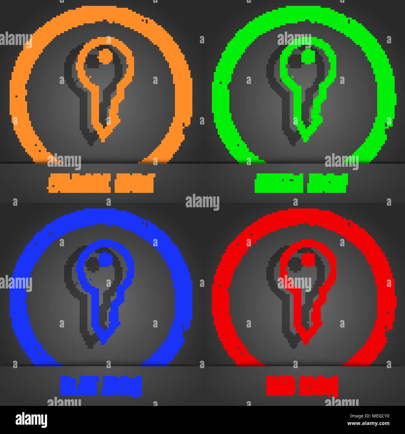 Key icon symbol. Fashionable modern style. In the orange, green, blue ...
