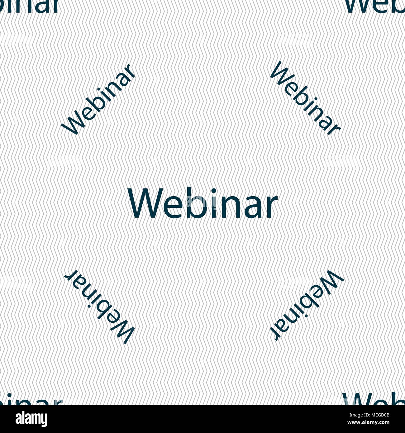 Webinar web camera sign icon. Online Web-study symbol. Seamless pattern with geometric texture. Vector illustration Stock Vector