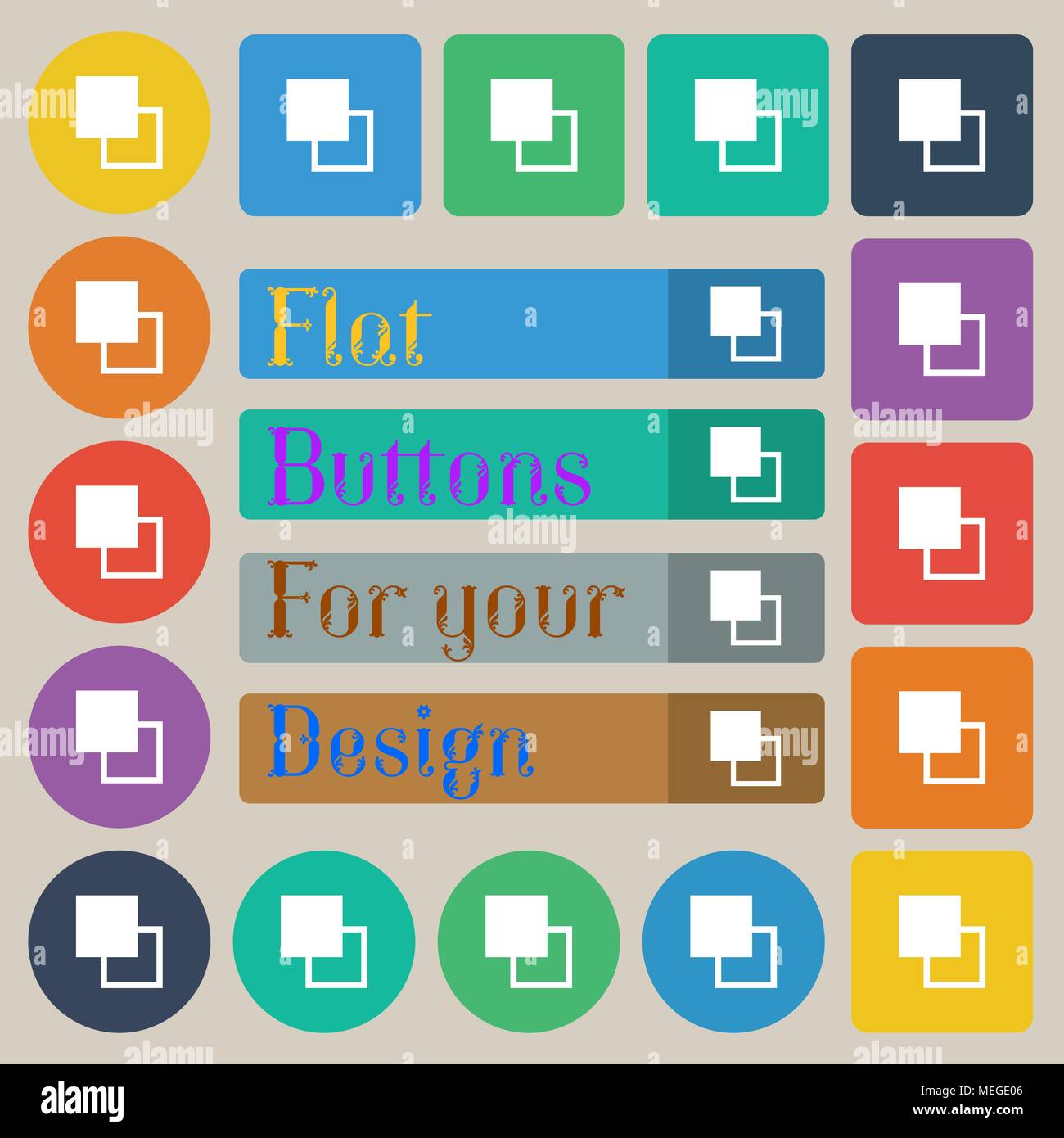 Active color toolbar icon sign. Set of twenty colored flat, round ...