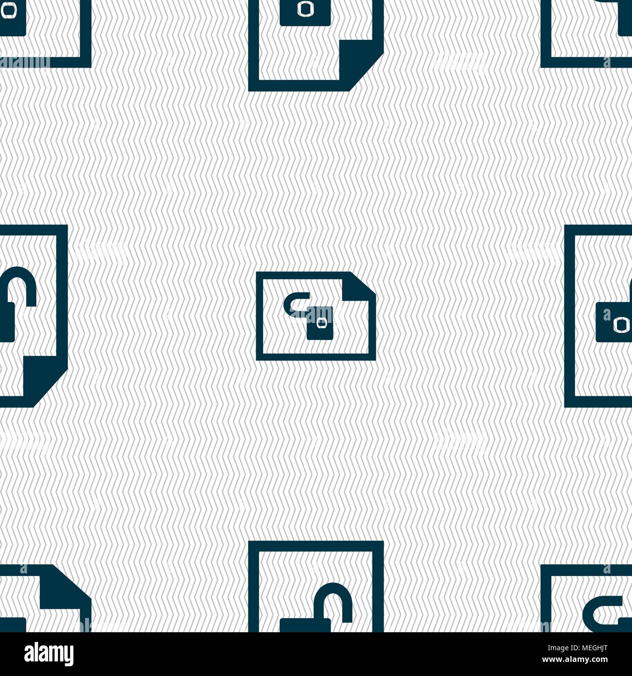 File unlocked icon sign. Seamless abstract background with geometric ...