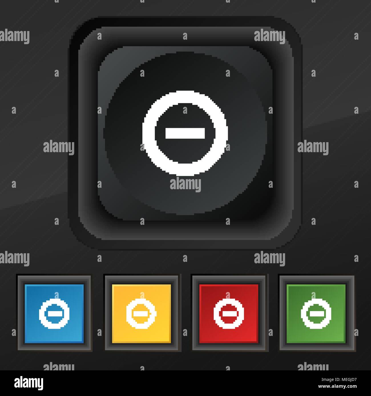 Minus, Negative, zoom, stop icon symbol. Set of five colorful, stylish ...