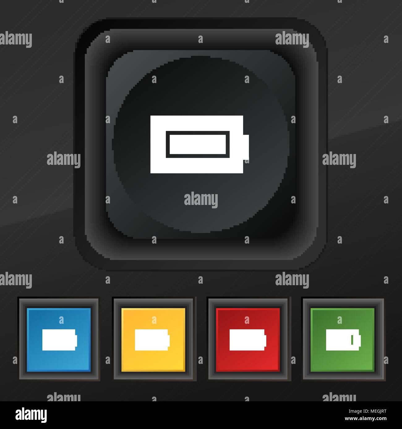 Battery fully charged icon symbol. Set of five colorful, stylish ...