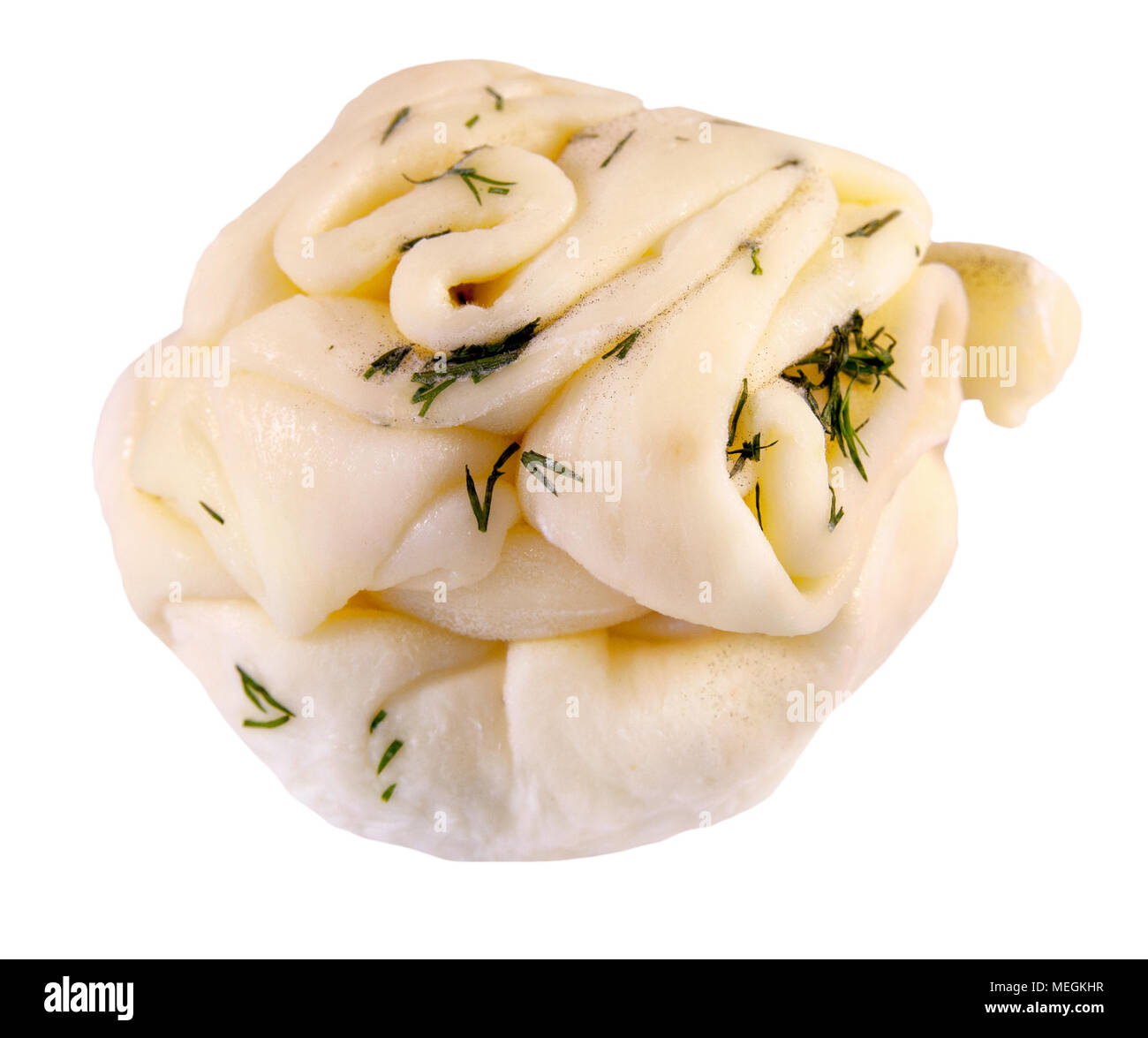 Khinkali from suluguni, cottage cheese, herbs and spices Stock Photo