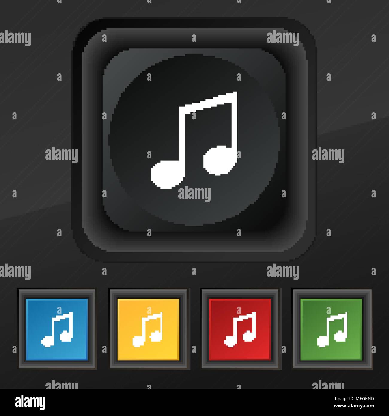 musical note, music, ringtone icon symbol. Set of five colorful ...