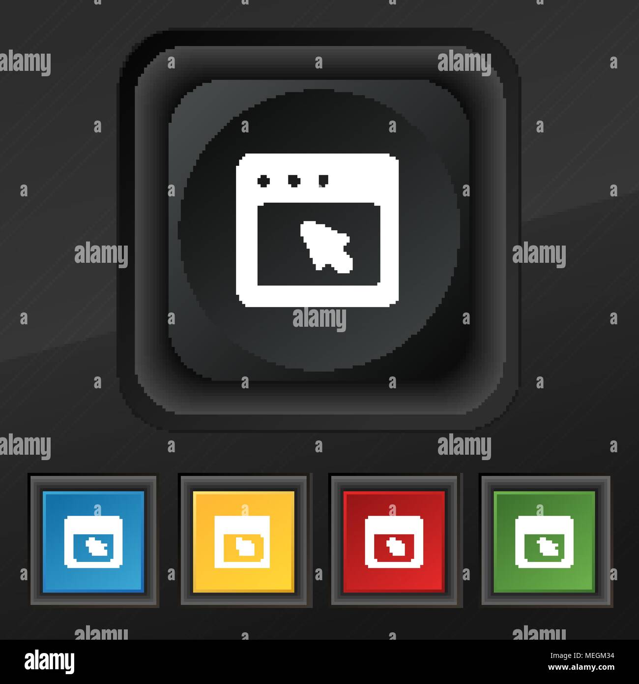 the dialog box icon symbol. Set of five colorful, stylish buttons on ...