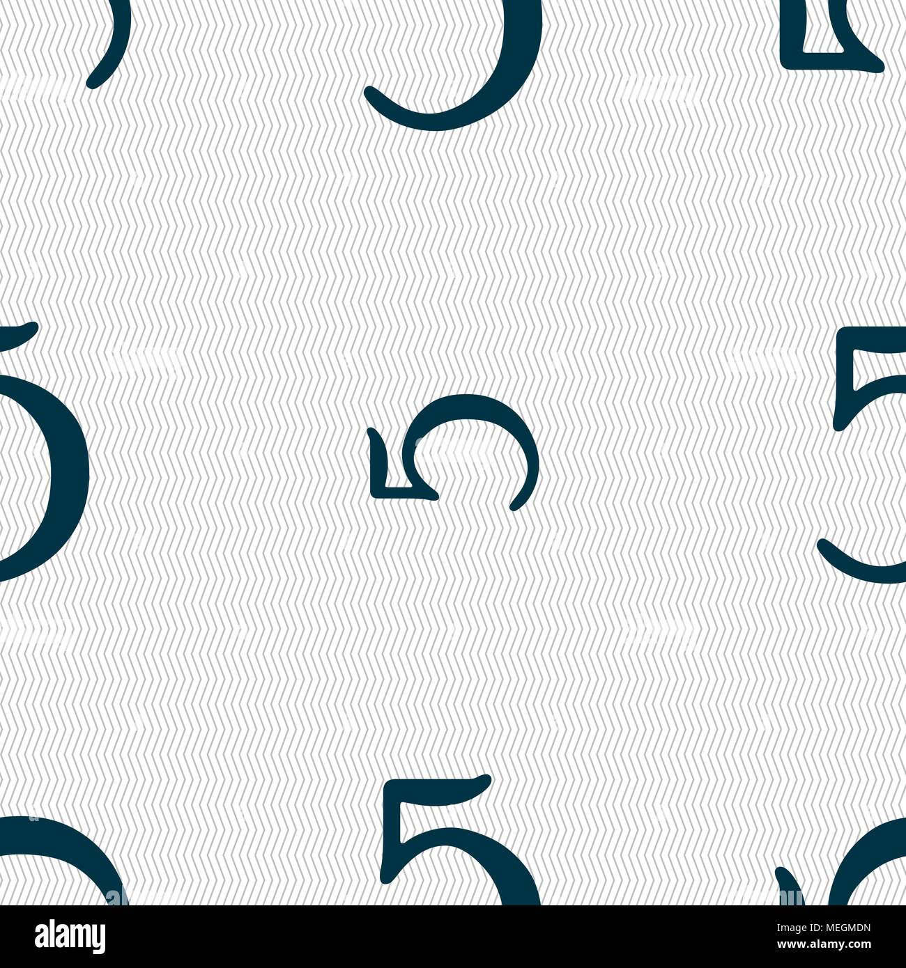 number five icon sign. Seamless abstract background with geometric ...