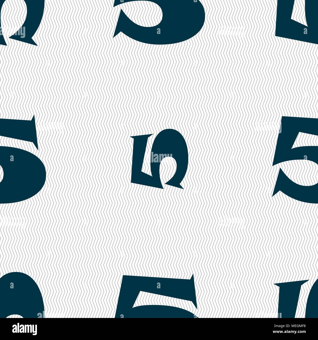 number five icon sign. Seamless abstract background with geometric ...