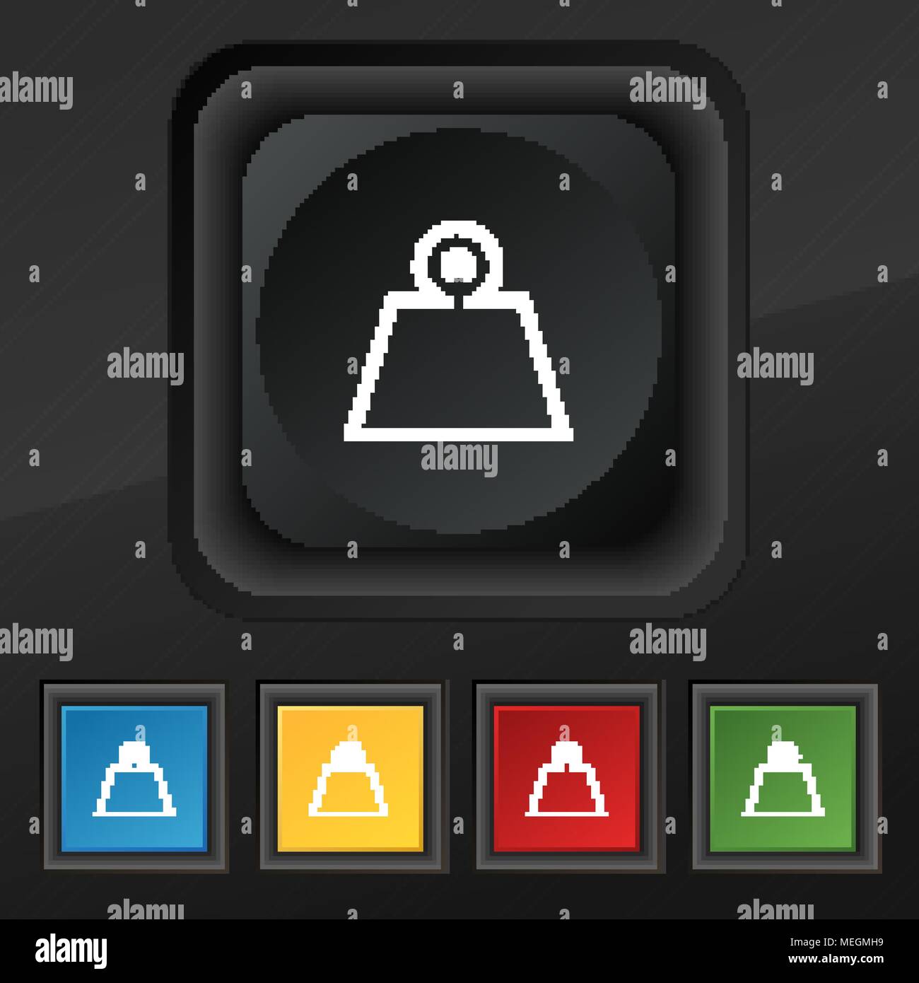 Weight icon symbol. Set of five colorful, stylish buttons on black ...