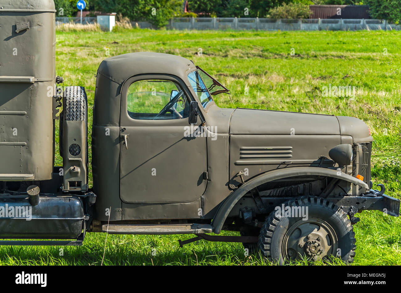 Russian renovated vintage military command truck ZIS in Gliwice, Silesian Upland, Poland. Stock Photo