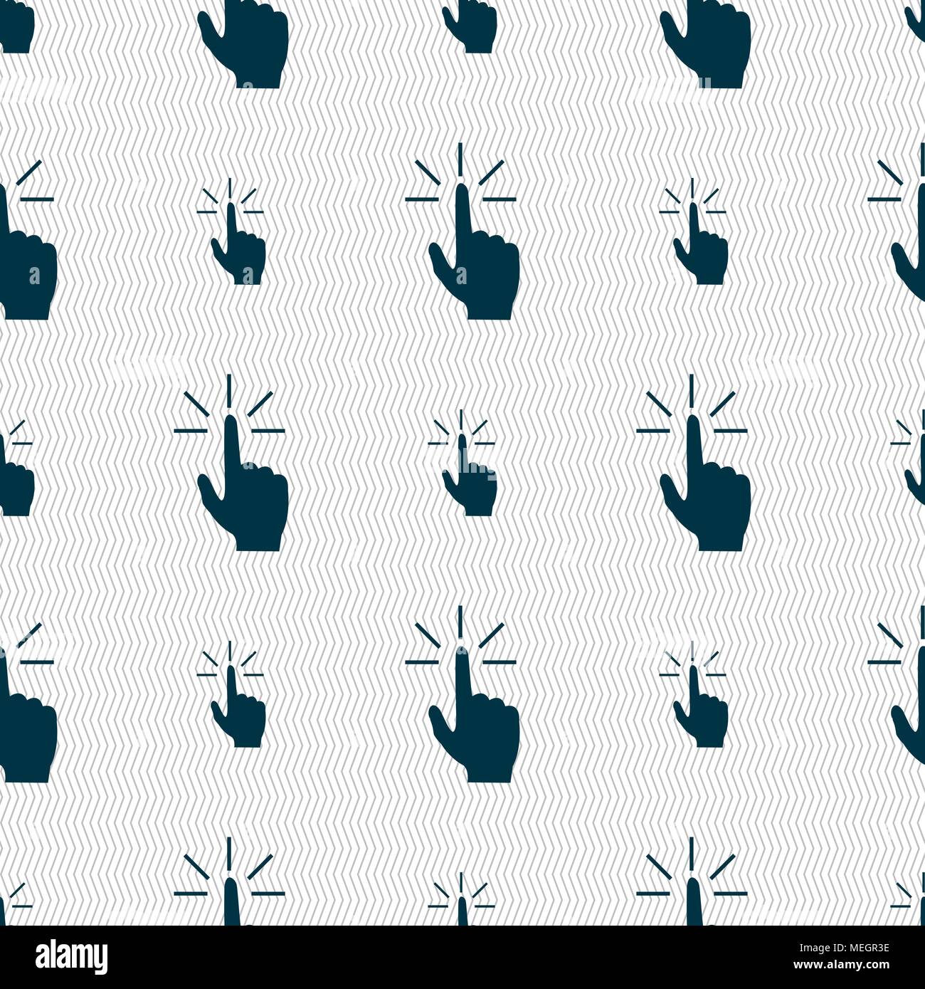 Click here hand icon sign. Seamless abstract background with geometric ...