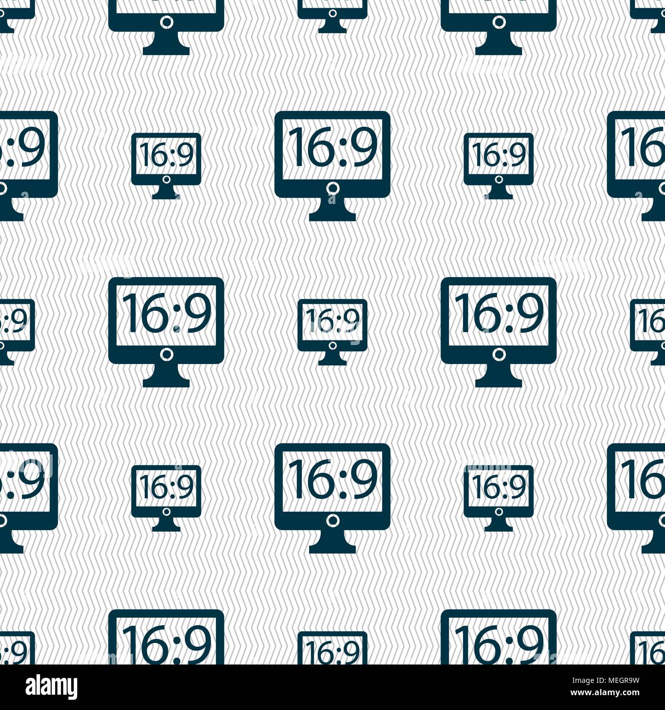 Aspect ratio 16:9 widescreen tv icon sign. Seamless abstract background ...