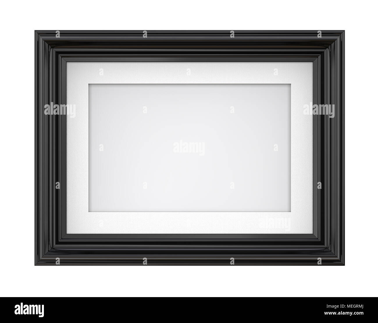 3D render of Vintage Black Frame with passe-partout. Blank for Copy Space. Isolated. Stock Photo