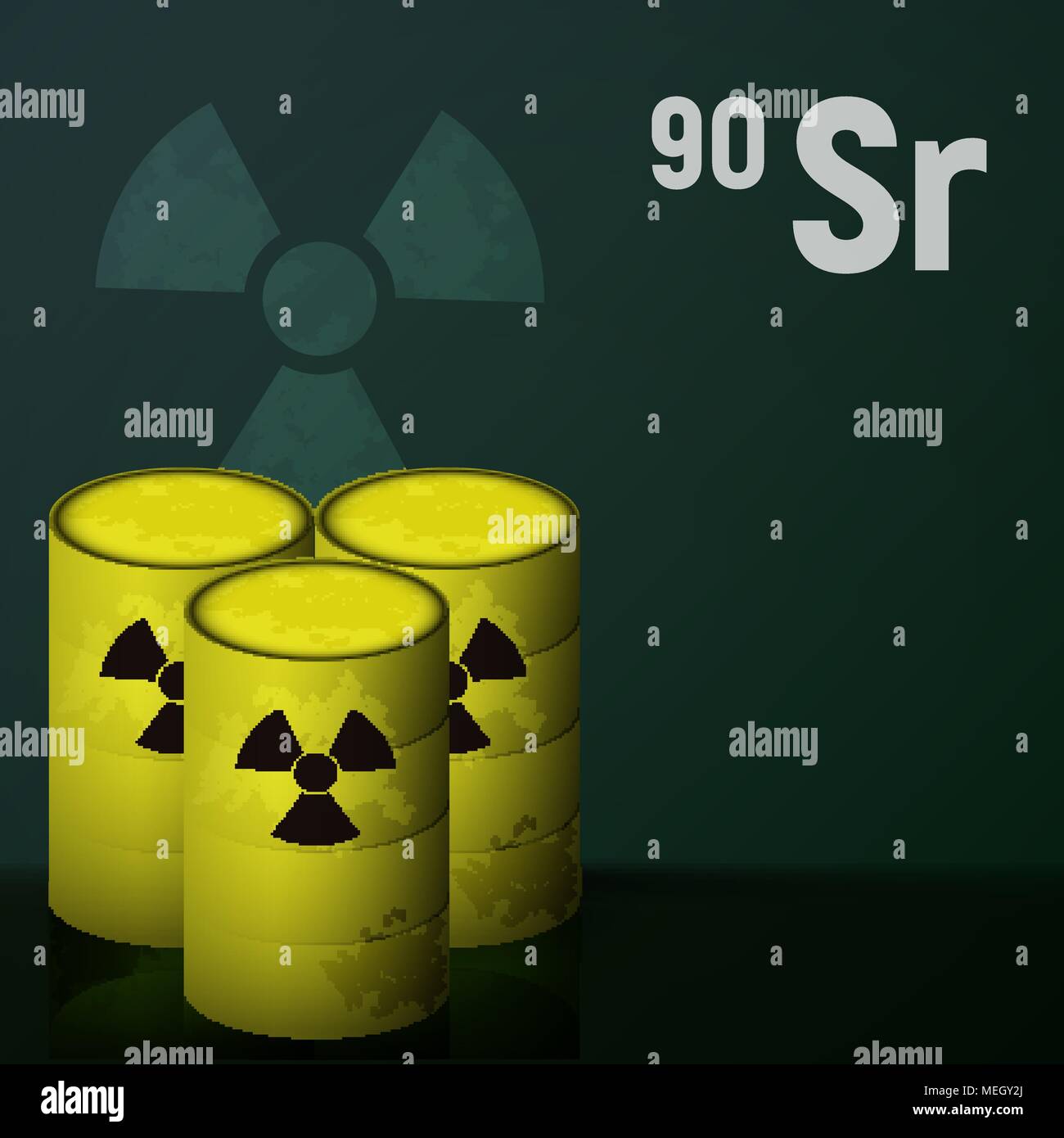 Barrels of radioactive strontium Stock Vector