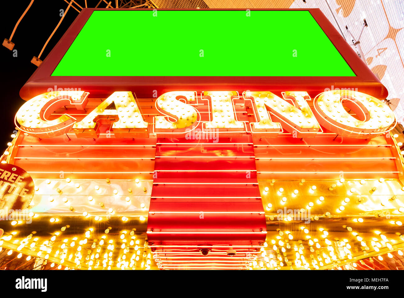 Casino Sign with blank billboard and marquee lights background Stock ...