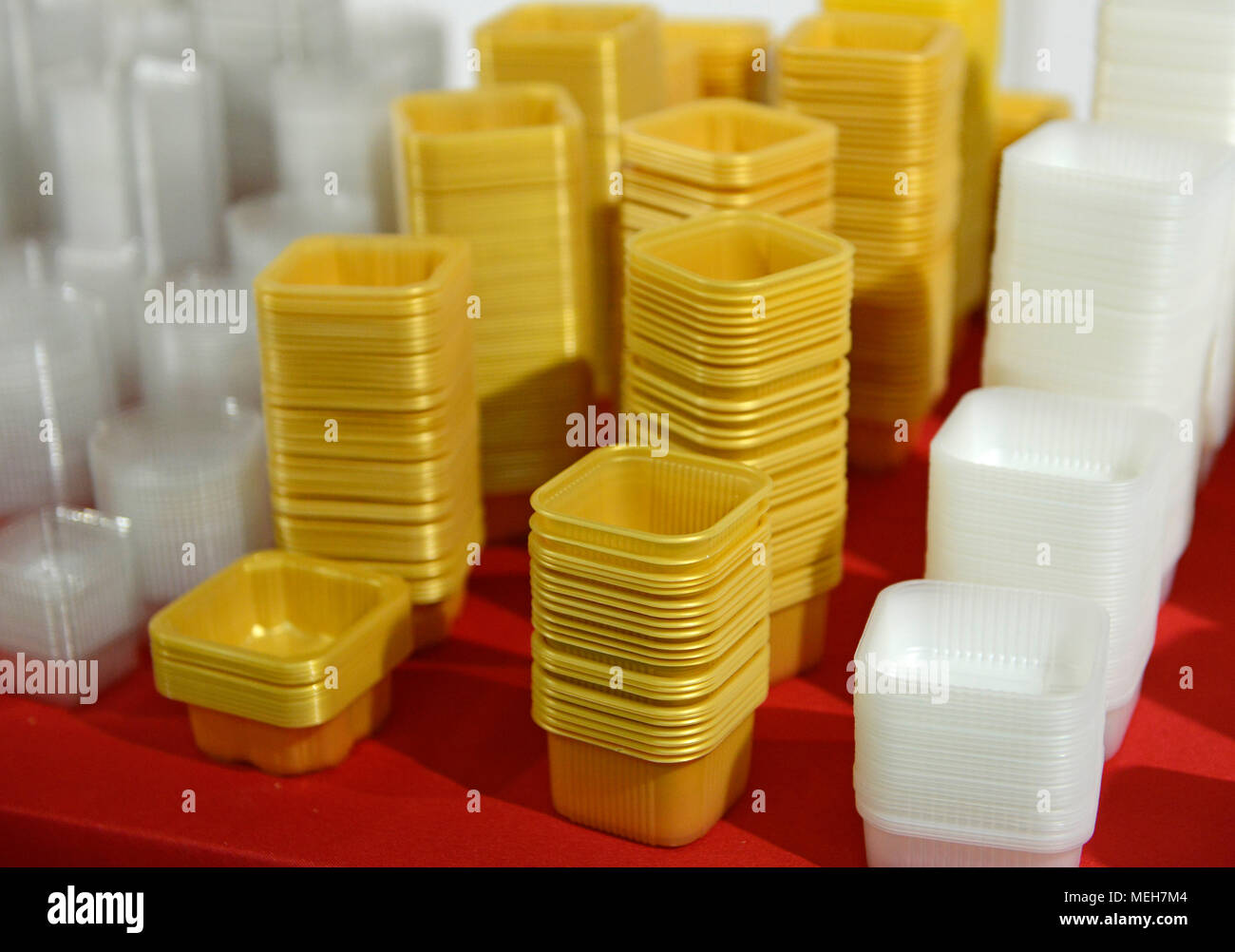 Plastic food containers on display at the China International Bakery