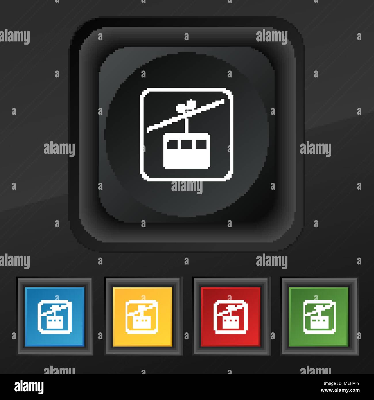 cable car line icon symbol. Set of five colorful, stylish buttons on ...