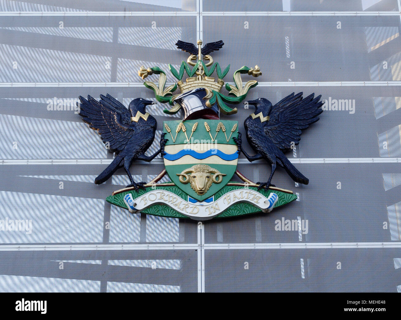 The armorial bearings and moto, Forward in Faith, of the City of Wagga Wagga, New South Wales