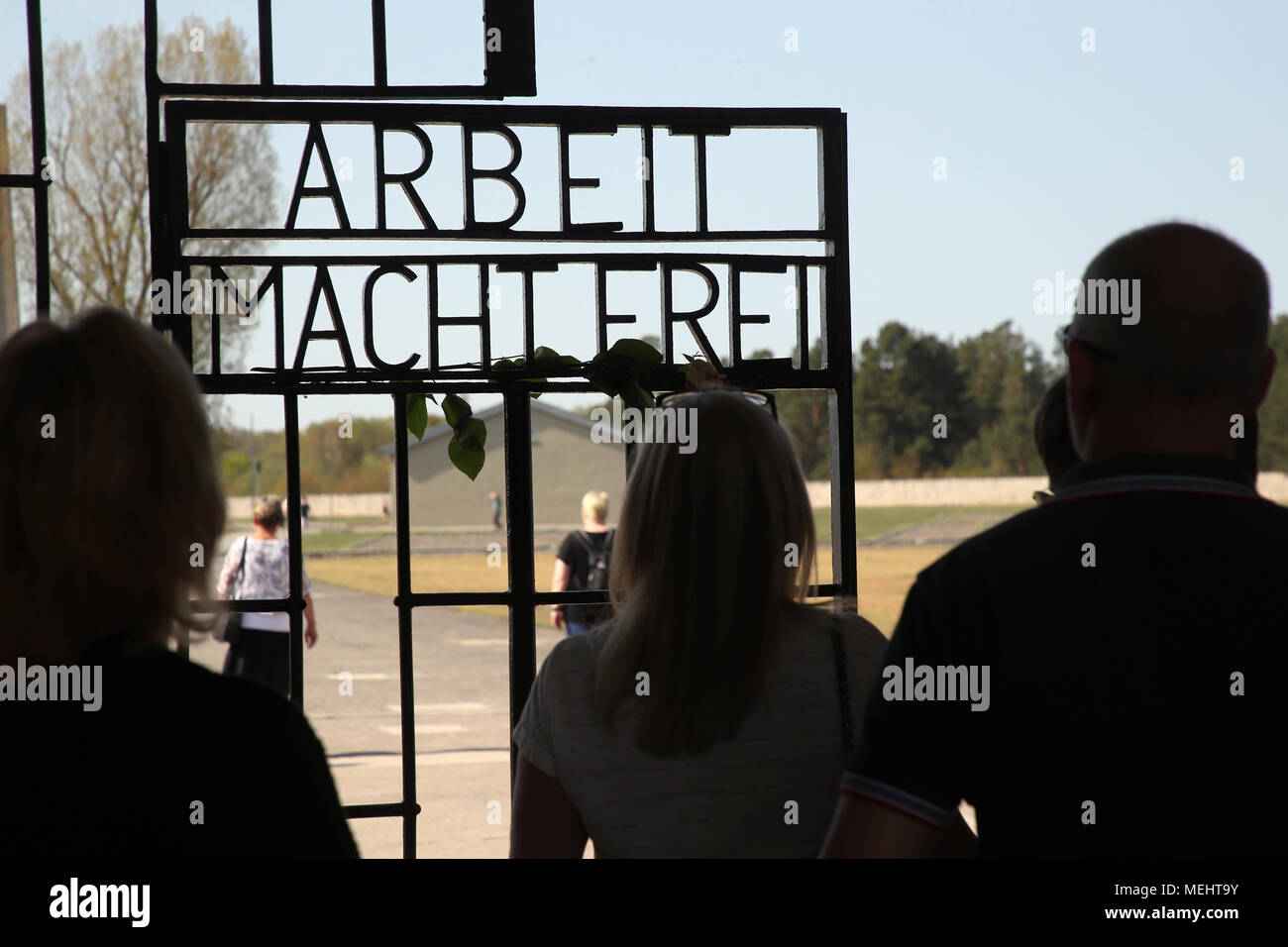 Sachsenhausen, Germany, 22 April 2018. People taking part in the ...