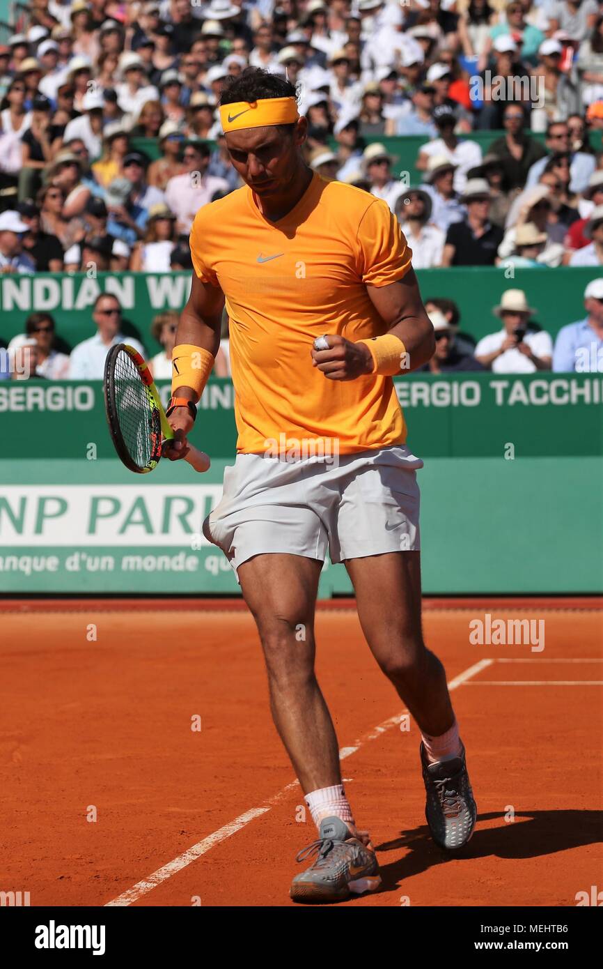 Monte-Carlo, Monaco, 22 April 2018. Rafael Nadal Spain during The ATP Rolex  Monte-Carlo Masters