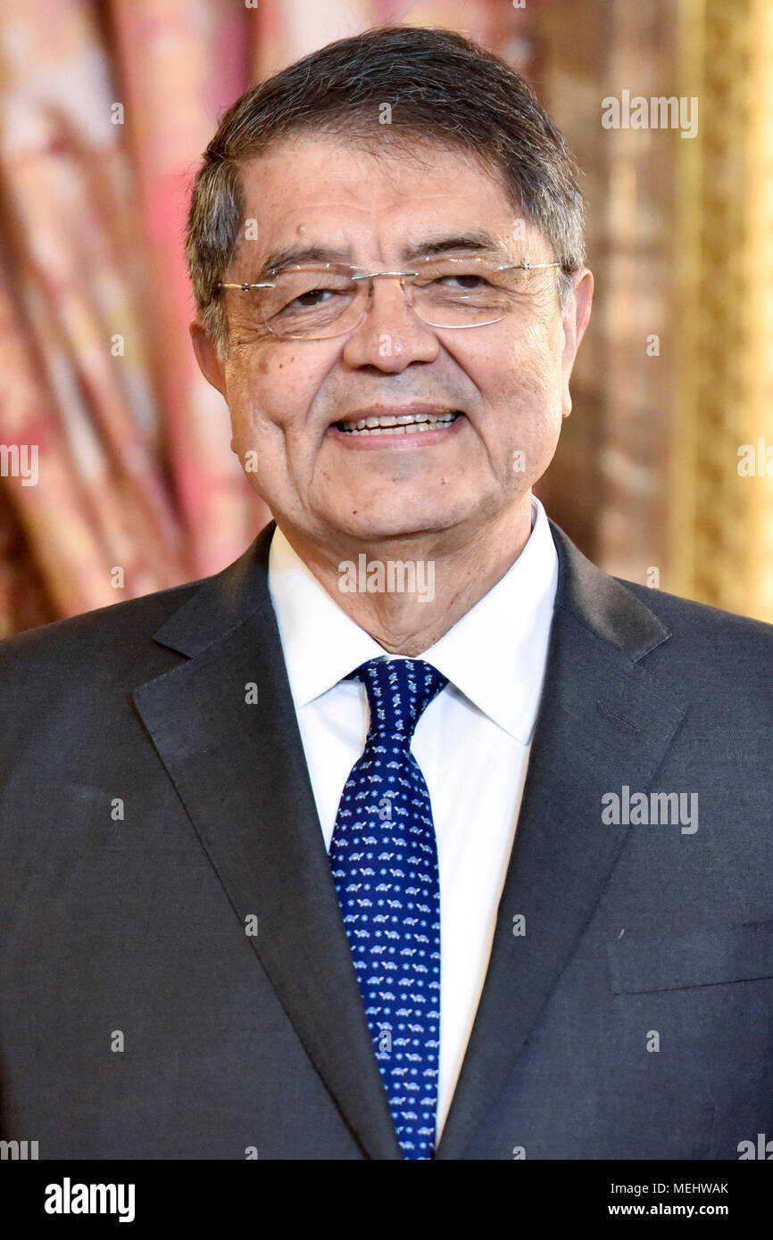 Sergio Ramirez at the reception for the official lunch on the occasion of the award of the Spanish literary prize Premio Miguel de Cervantes in the Palacio Real. Madrid, 20.04.2018 | usage worldwide Stock Photo