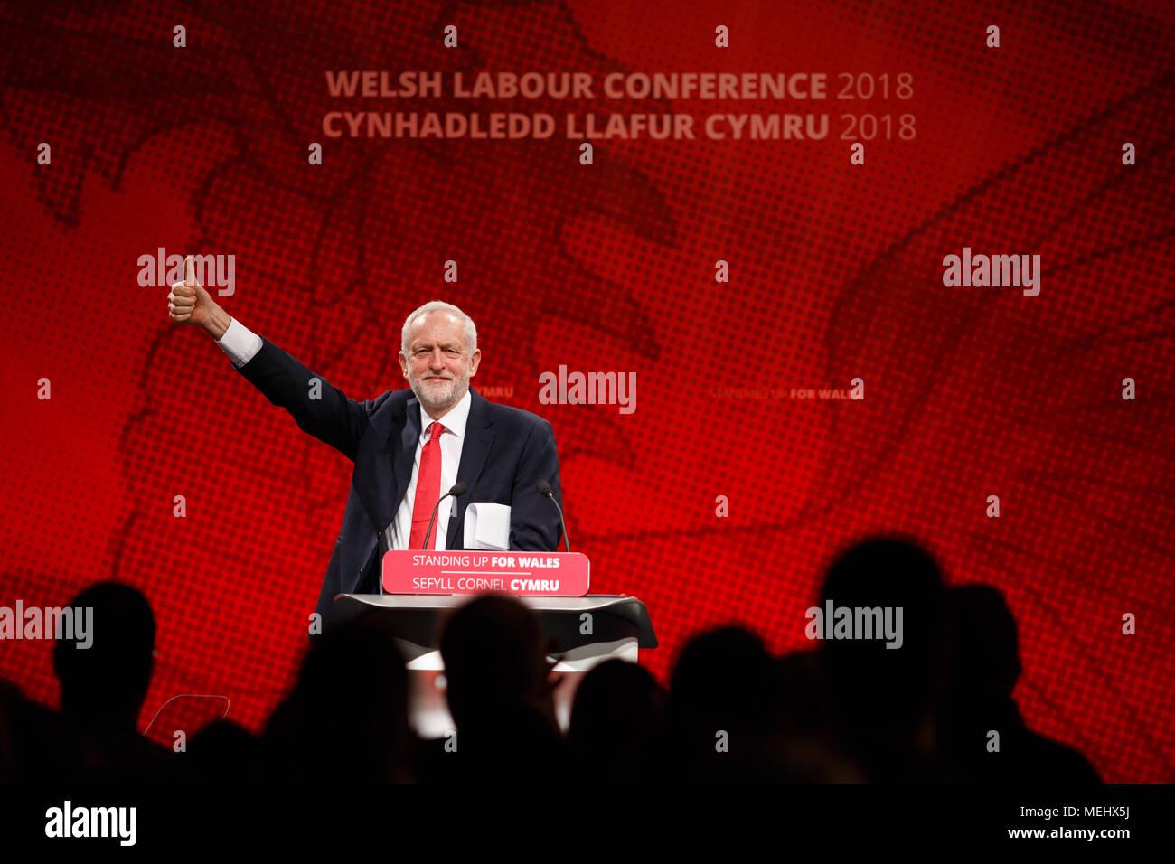 Welsh Labour Conference, Llandudno, UK, 22 April 2018. Jeremy Corbyn - Leader of Labour Party Speech to conference. Credit: Sean Pursey/Alamy Live News Stock Photo