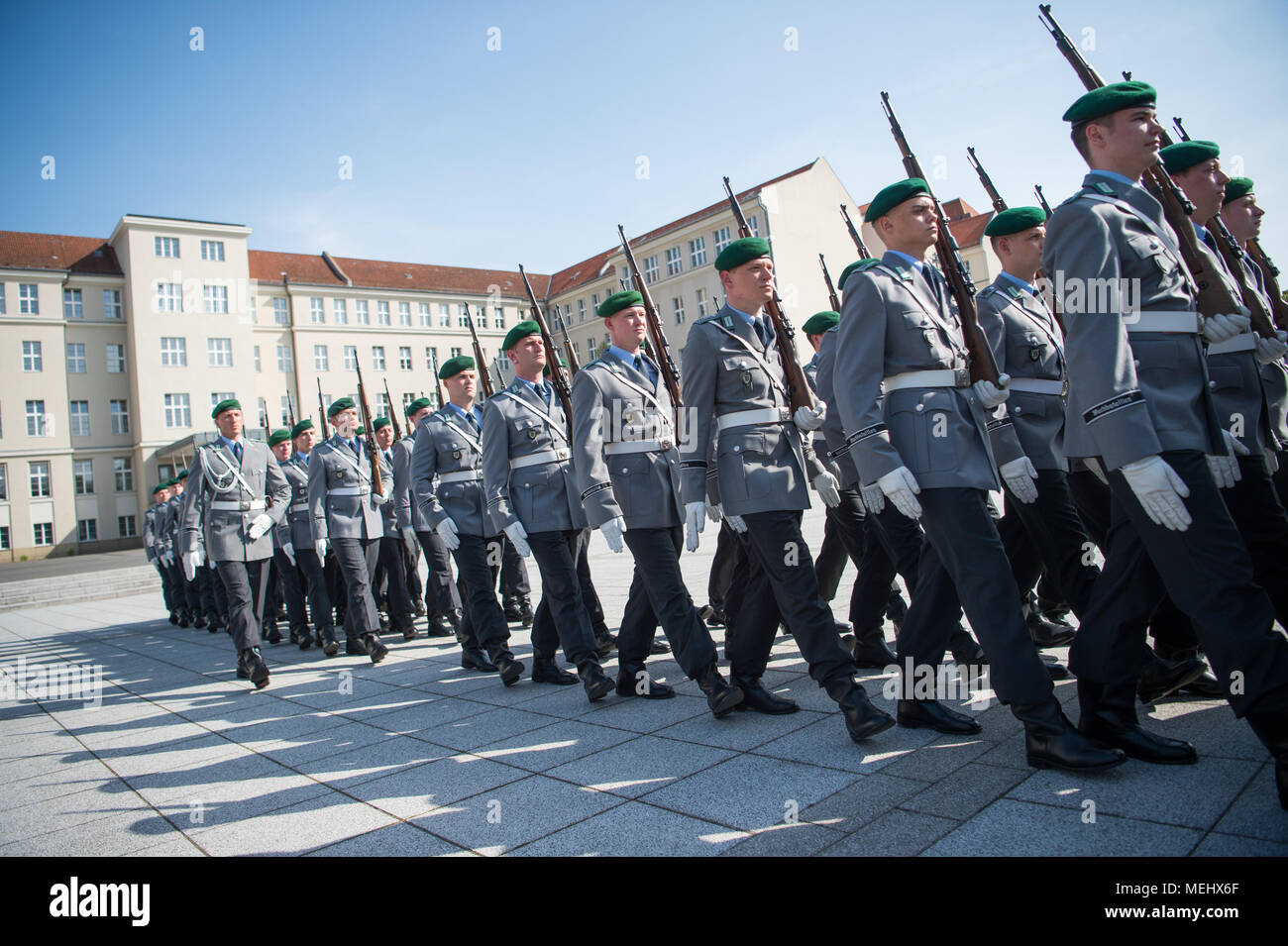 22 April 2018, Germany, Berlin: Soldiers of the guard battalion ...