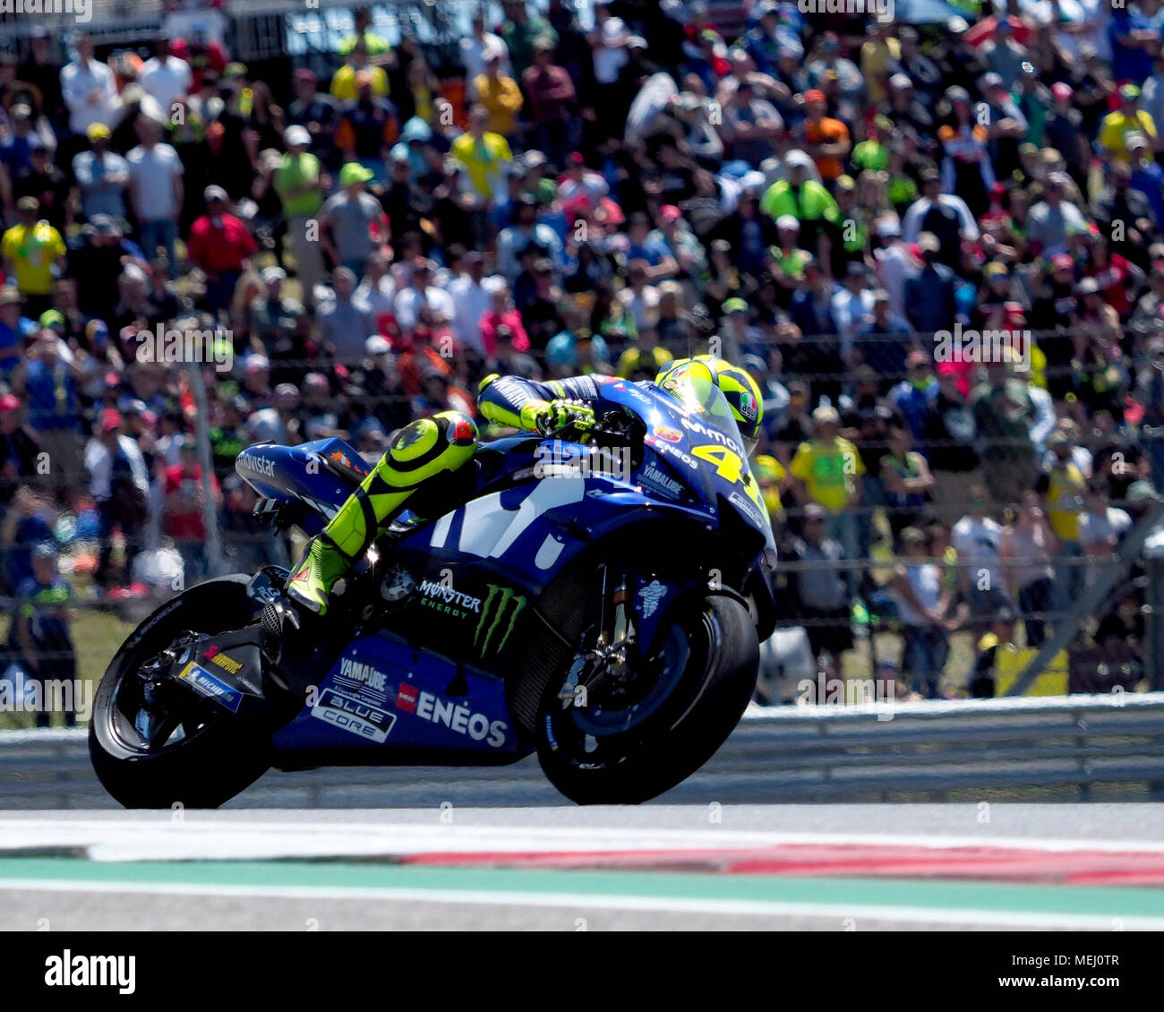 April 22, 2018. Valentino Rossi #46 of Movistar Yamaha MotoGP in action  during the MotoGP at the Circuit of the Americas in Austin Texas.Robert  Backman/Cal Sport Media Stock Photo - Alamy