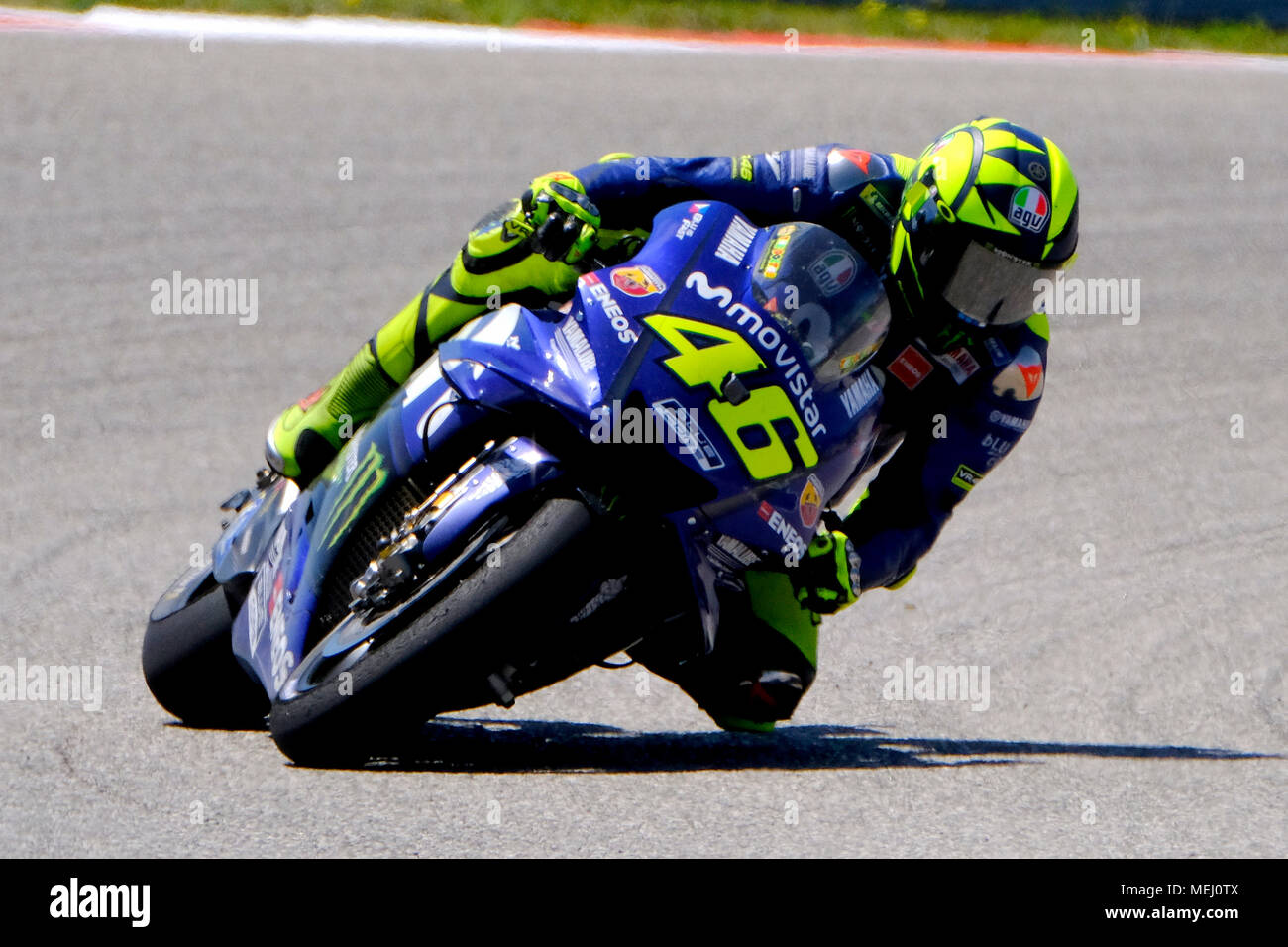 April 22, 2018. Valentino Rossi #46 of Movistar Yamaha MotoGP in action  during the MotoGP at the Circuit of the Americas in Austin Texas.Robert  Backman/Cal Sport Media Stock Photo - Alamy