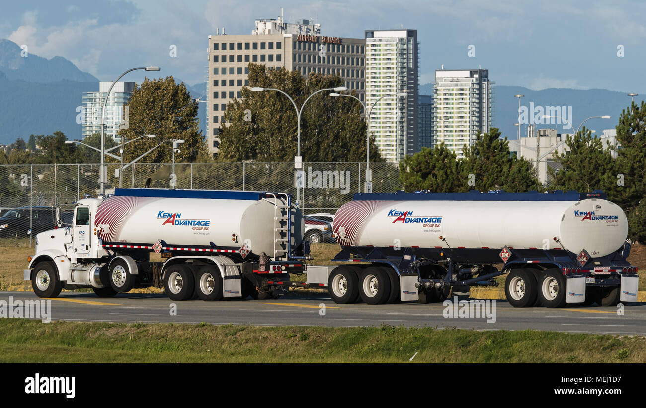 Richmond, British Columbia, Canada. 11th Sep, 2016. A tanker truck