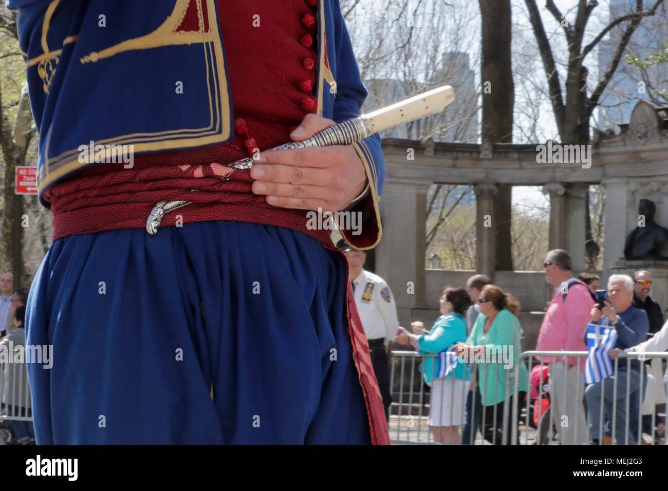 Fifth Avenue, New York, USA, April 22, 2018 - Thousands of Peoples in Traditional Greek Costumes and Dignitaries Participated on the 2018 Greek Independence Day Parade today in New York City. Photo: Luiz Rampelotto/EuropaNewswire | usage worldwide Stock Photo