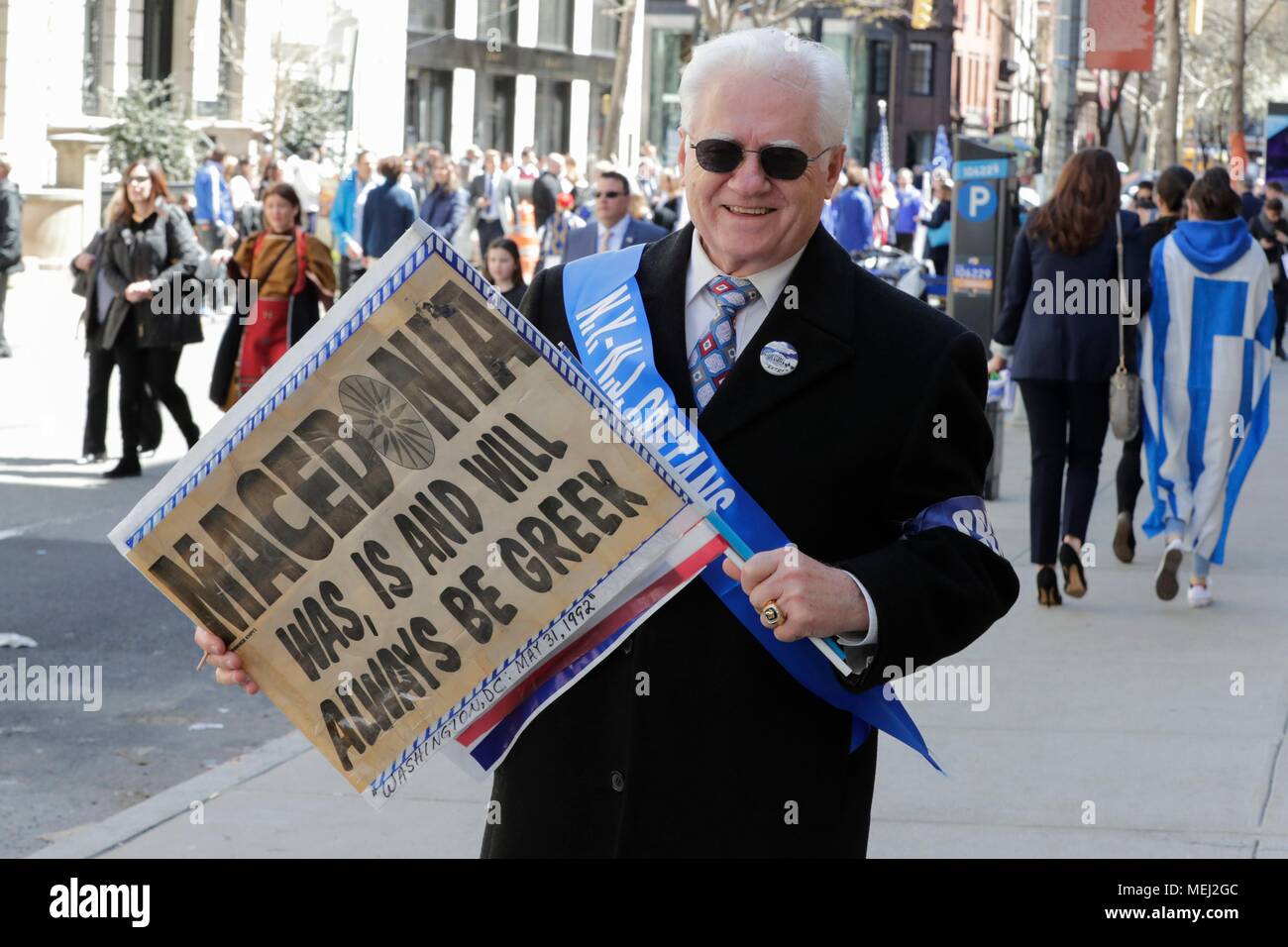 Fifth Avenue, New York, USA, April 22, 2018 - Thousands of Peoples in Traditional Greek Costumes and Dignitaries Participated on the 2018 Greek Independence Day Parade today in New York City. Photo: Luiz Rampelotto/EuropaNewswire | usage worldwide Stock Photo