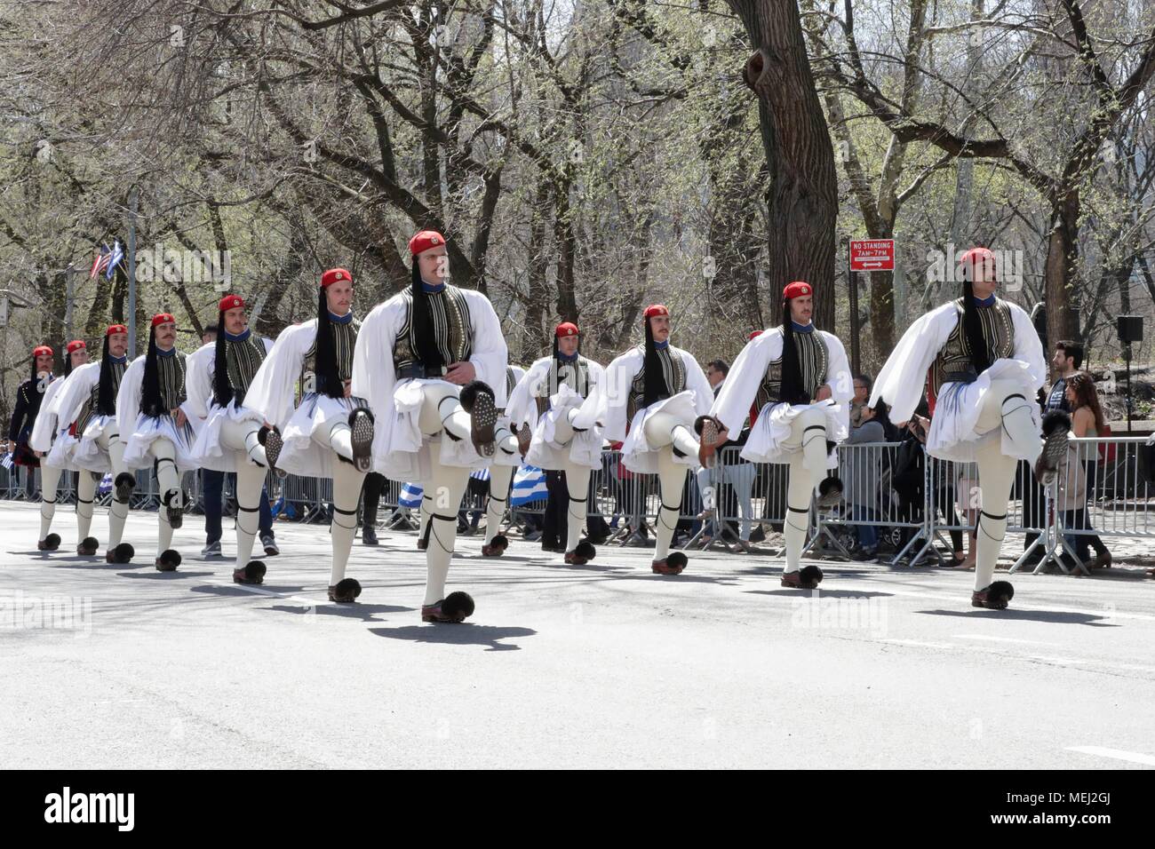 Fifth Avenue, New York, USA, April 22, 2018 - Thousands of Peoples in Traditional Greek Costumes and Dignitaries Participated on the 2018 Greek Independence Day Parade today in New York City. Photo: Luiz Rampelotto/EuropaNewswire | usage worldwide Stock Photo