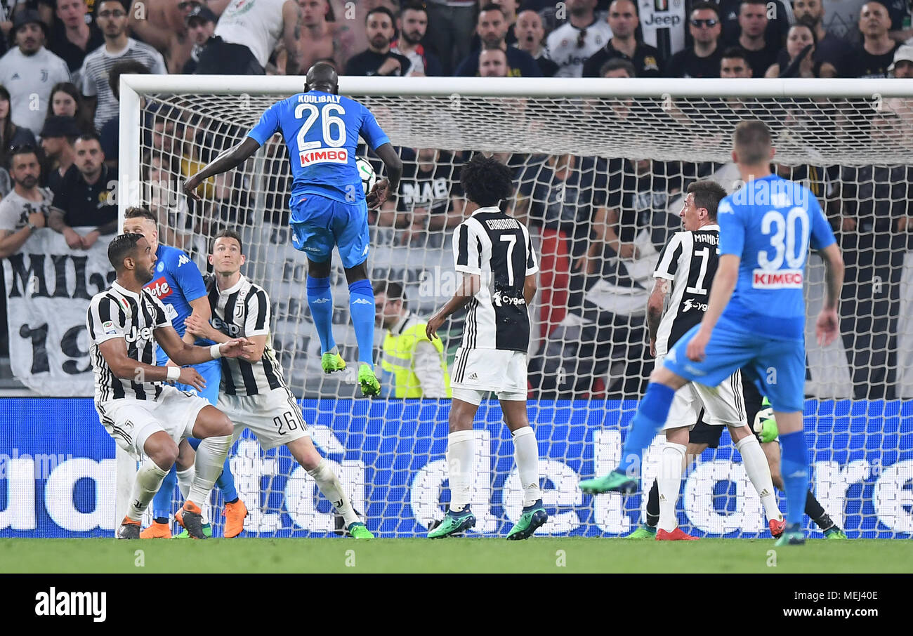 Turin Italy 22nd Apr 18 Napoli S Kalidou Koulibaly Top Scores During The Serie A Soccer Match Between Juventus And Napoli In Turin Italy On April 22 18 Napoli Won 1 0 Credit Alberto Turin Italy 22nd Apr 18 Napoli S Kalidou Koulibaly Top Scores During The Serie A Soccer Match Between Juventus And Napoli In Turin Italy On April 22 18 Napoli Won 1 0 Credit Alberto