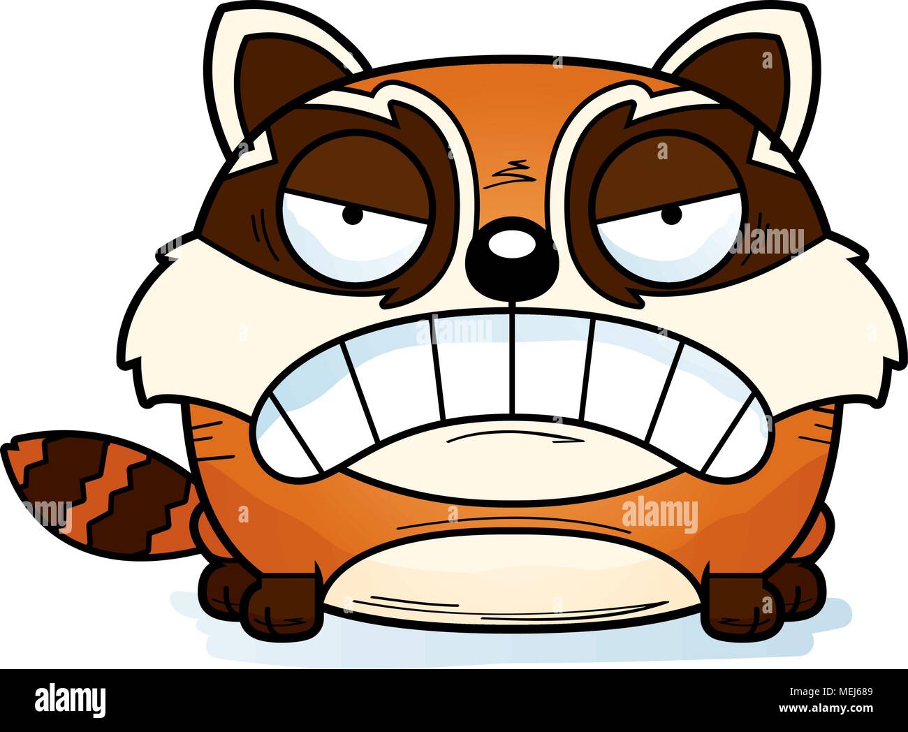 A cartoon illustration of a red panda with an angry expression. Stock Vector