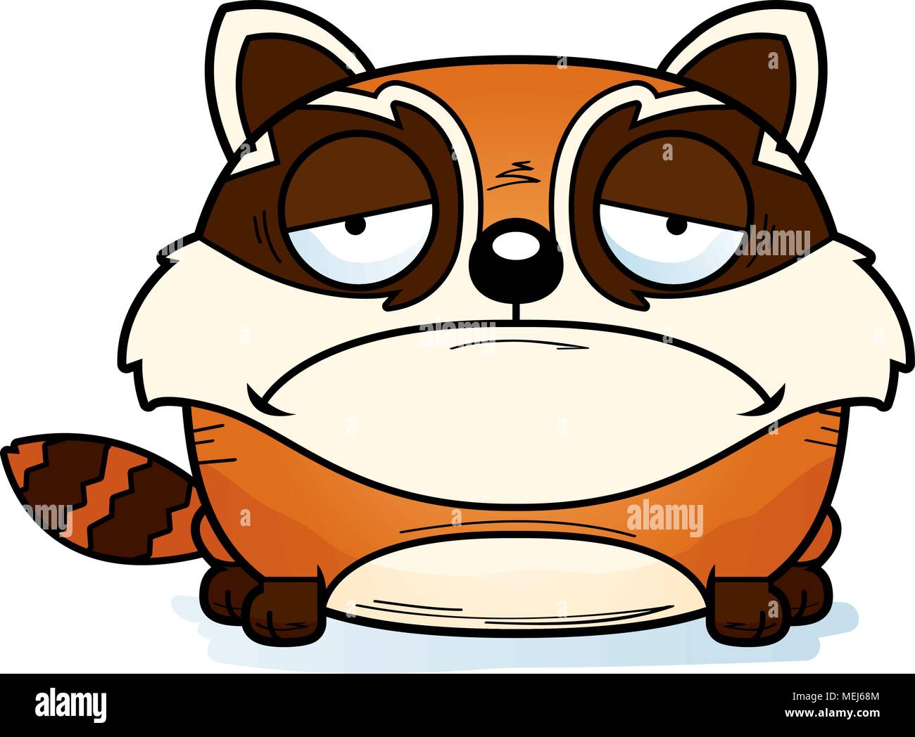 A cartoon illustration of a red panda with a sad expression Stock