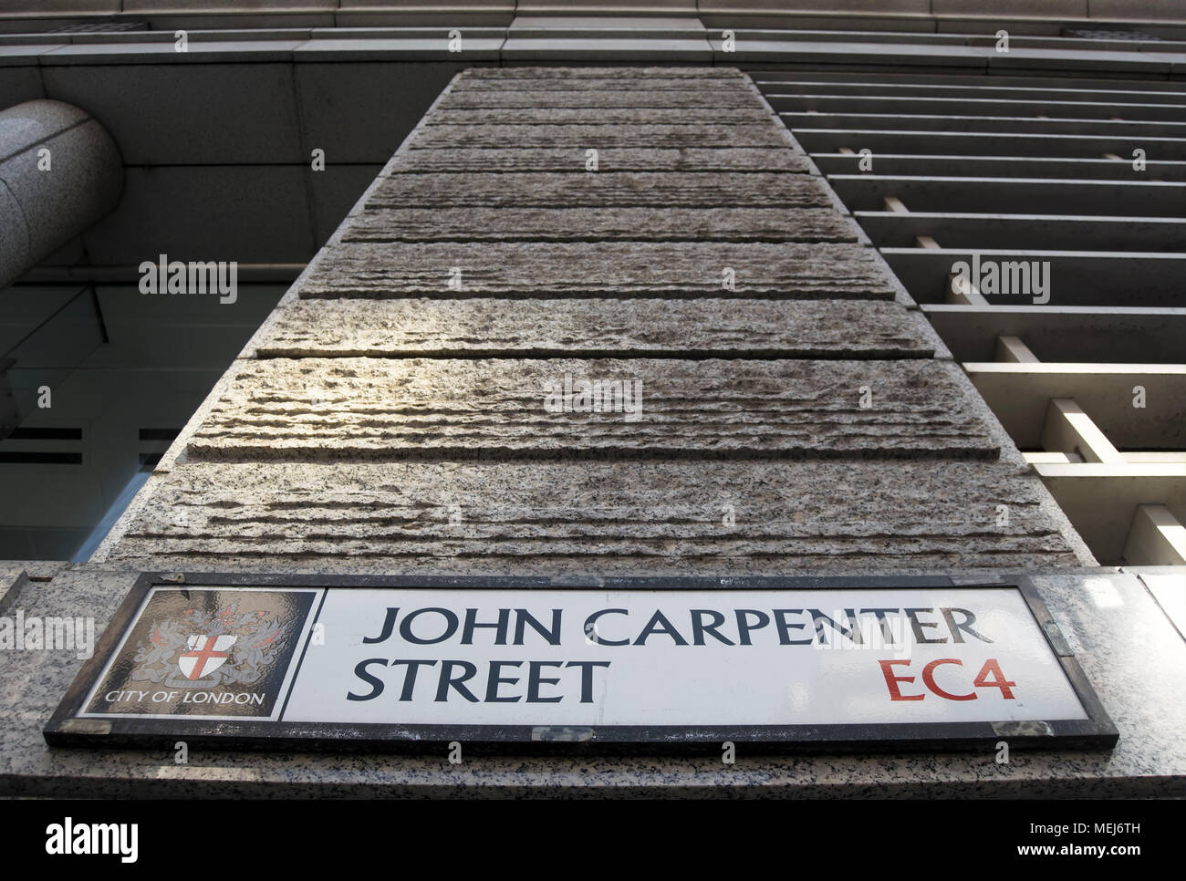 city of london street name sign for john carpenter street Stock Photo