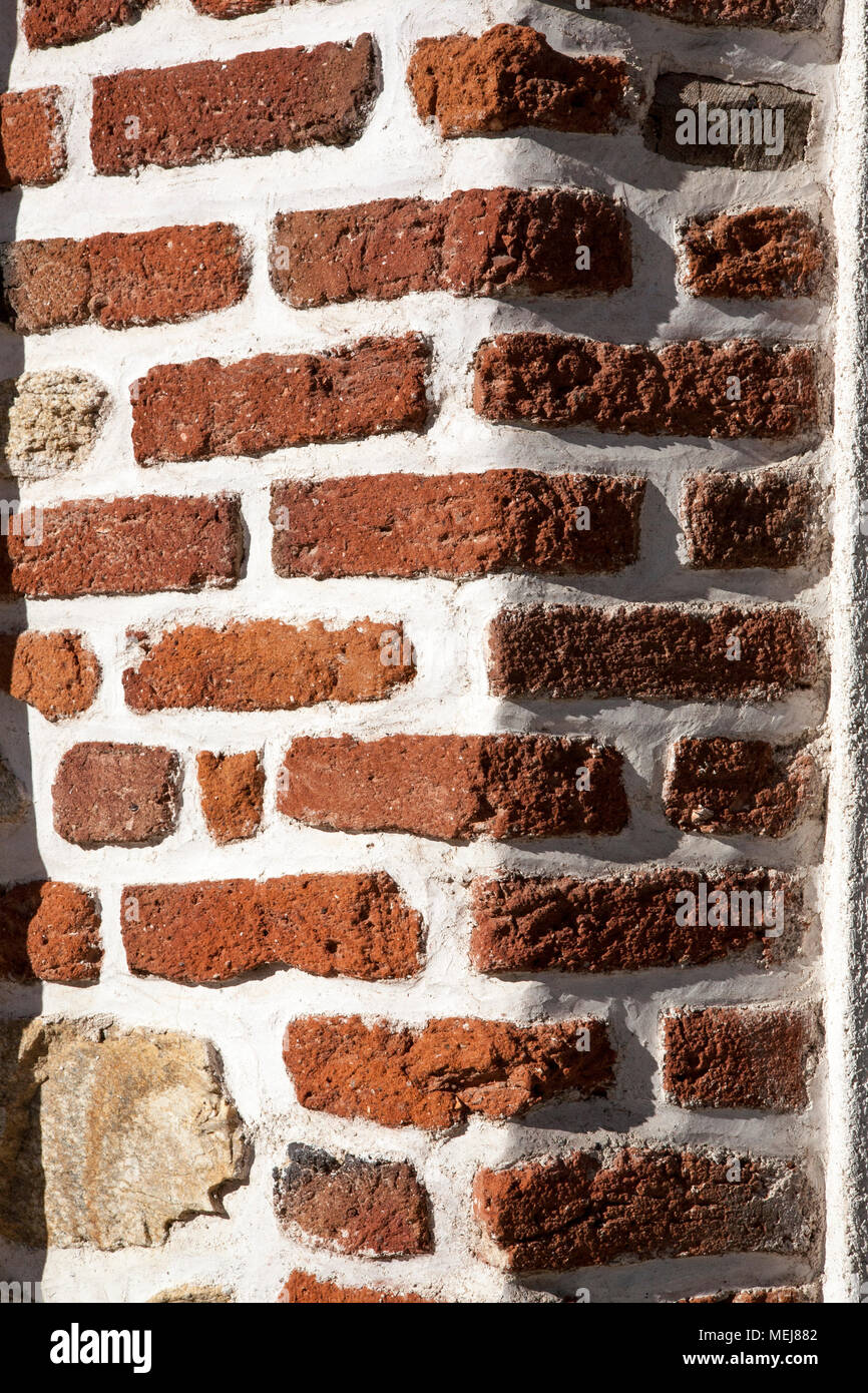 Old brick weathered wall, Arnea, Greece architecture Stock Photo
