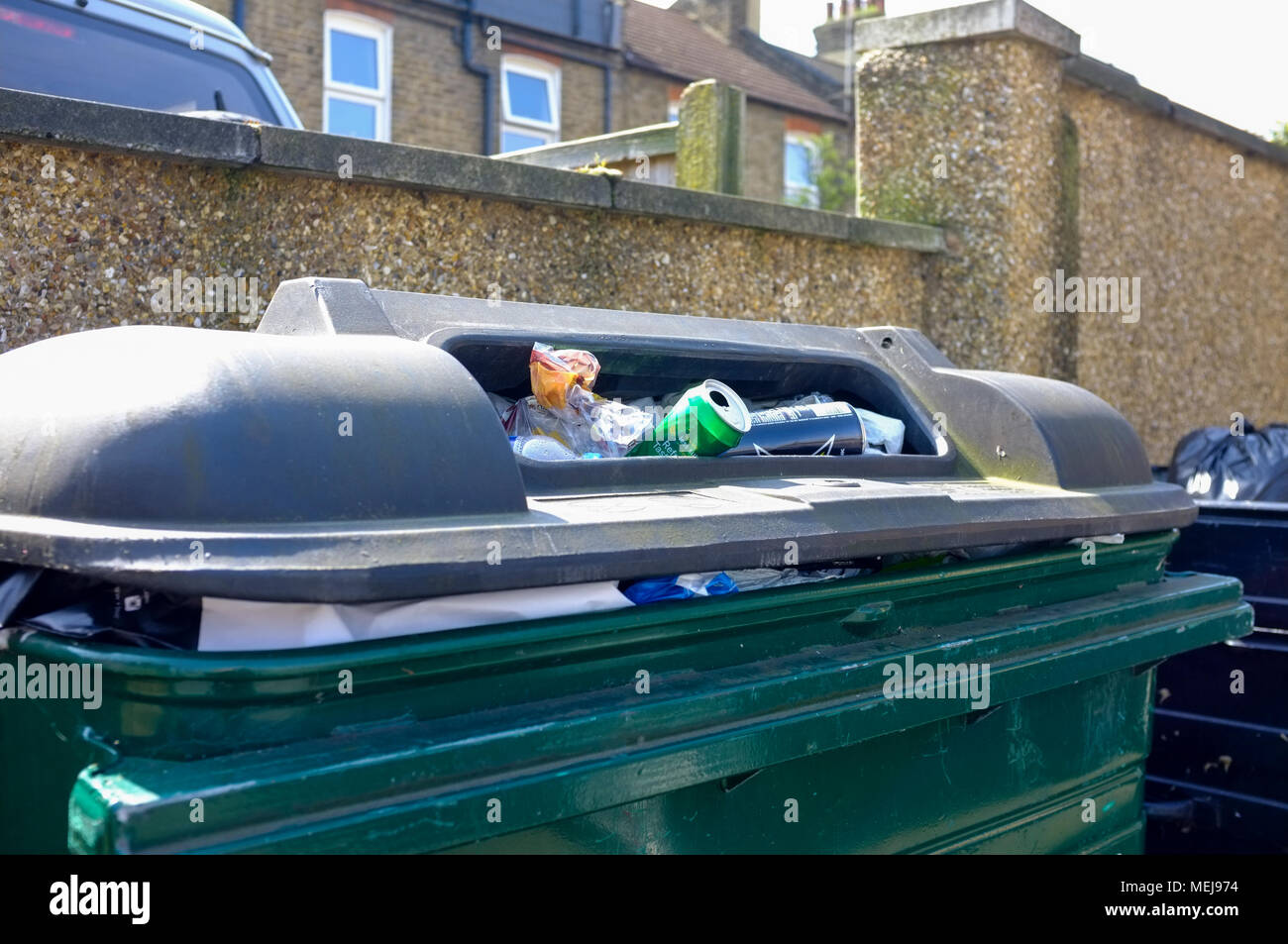 Recycling facilities outside block of flats in Waltham Forest, London