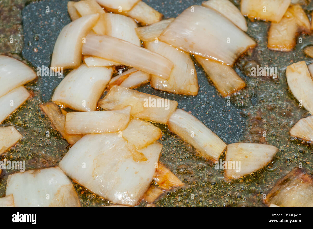 fried onion with soy sauce in the pan Stock Photo Alamy