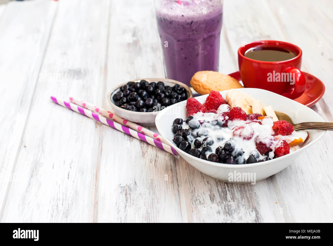 Cottage Cheese With Blueberries Raspberries And Yogurt Blueberry
