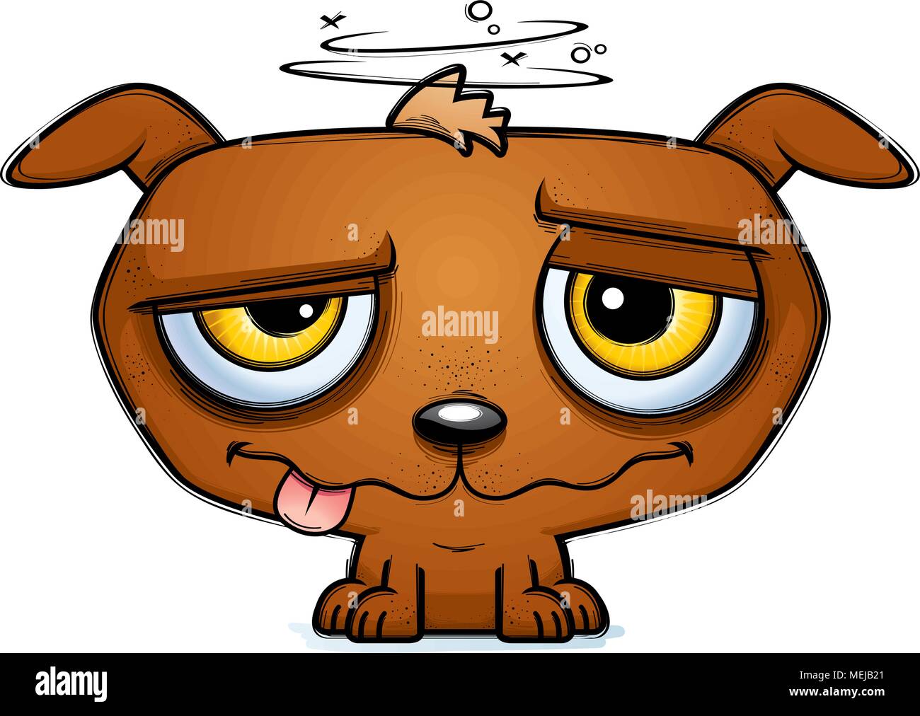 A cartoon illustration of a dog looking intoxicated. Stock Vector