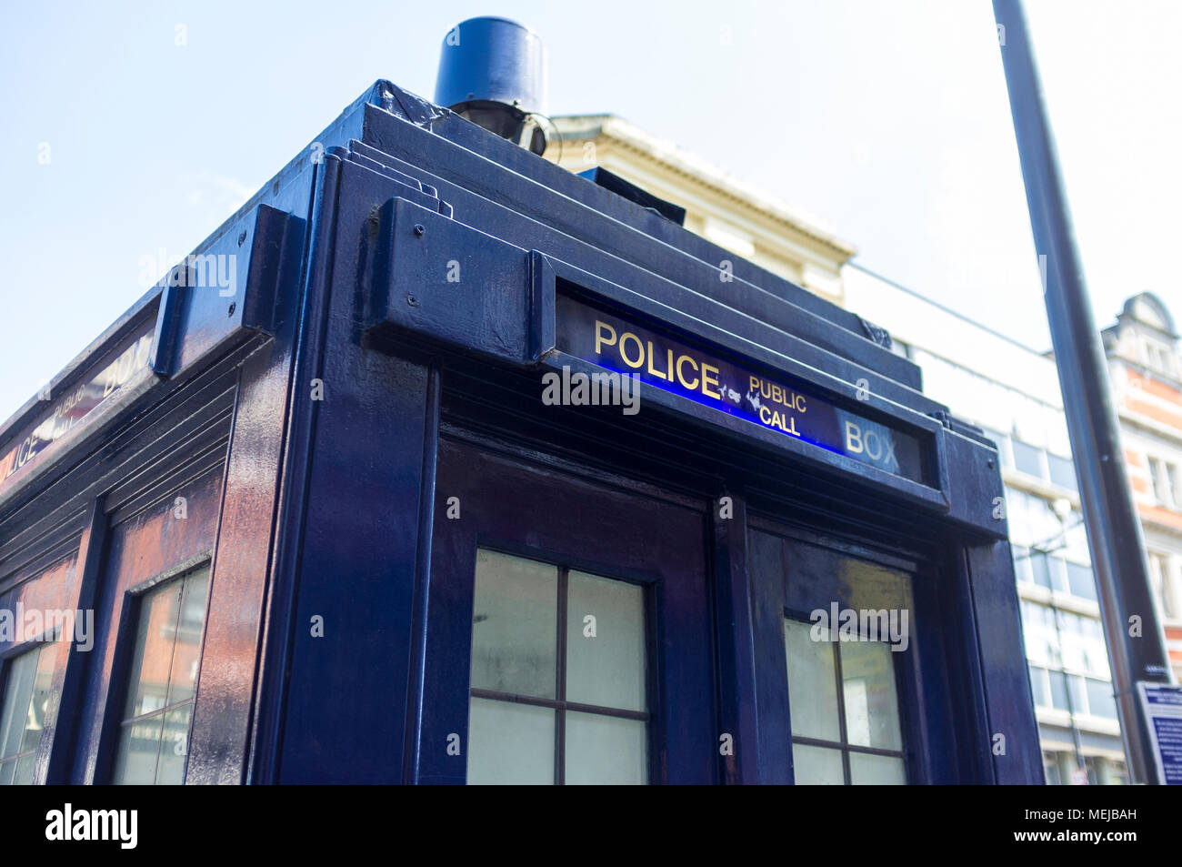 Traditional police box near Earl's Court, London Stock Photo